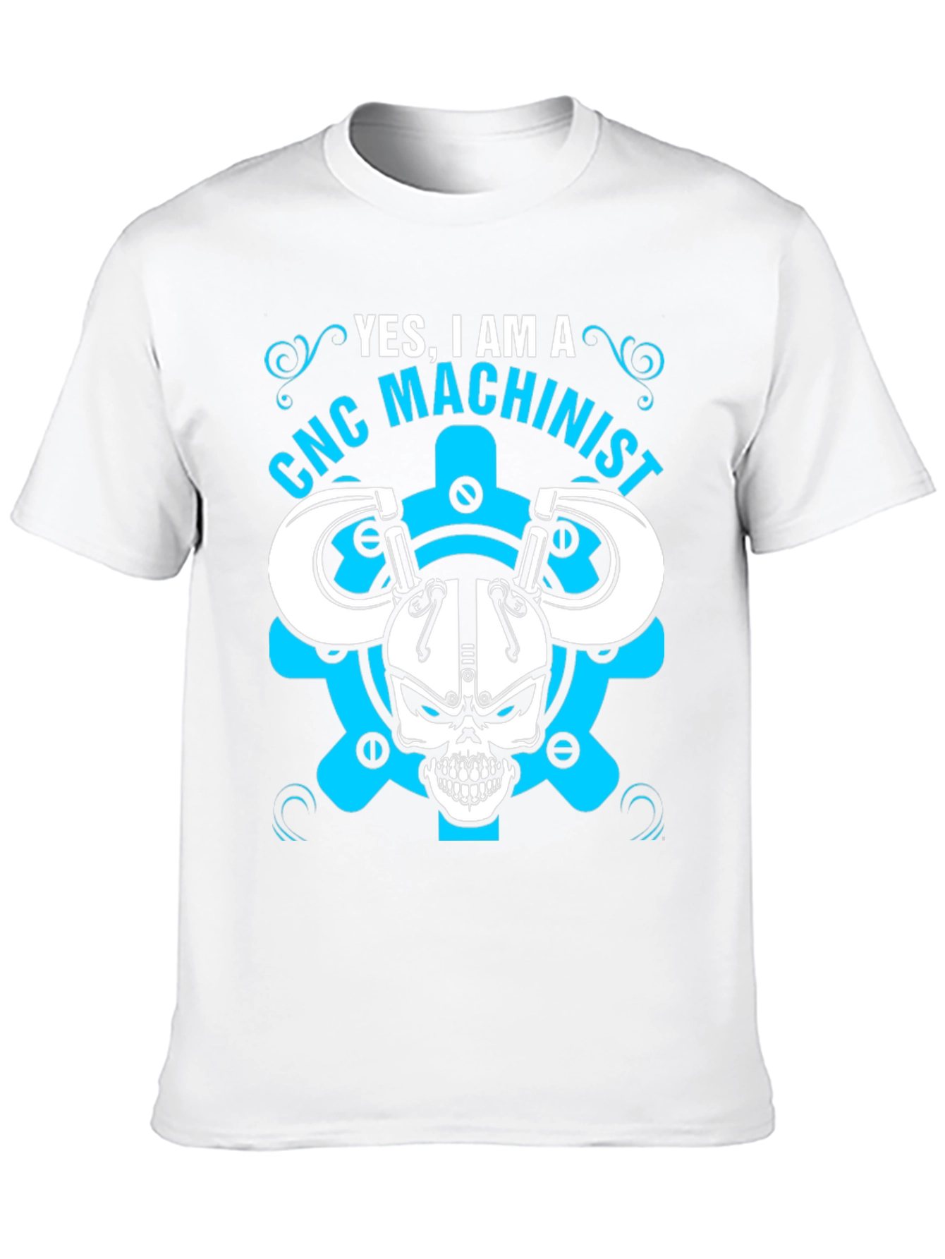 CNC Machinist T-Shirt - Skull & Gears Design