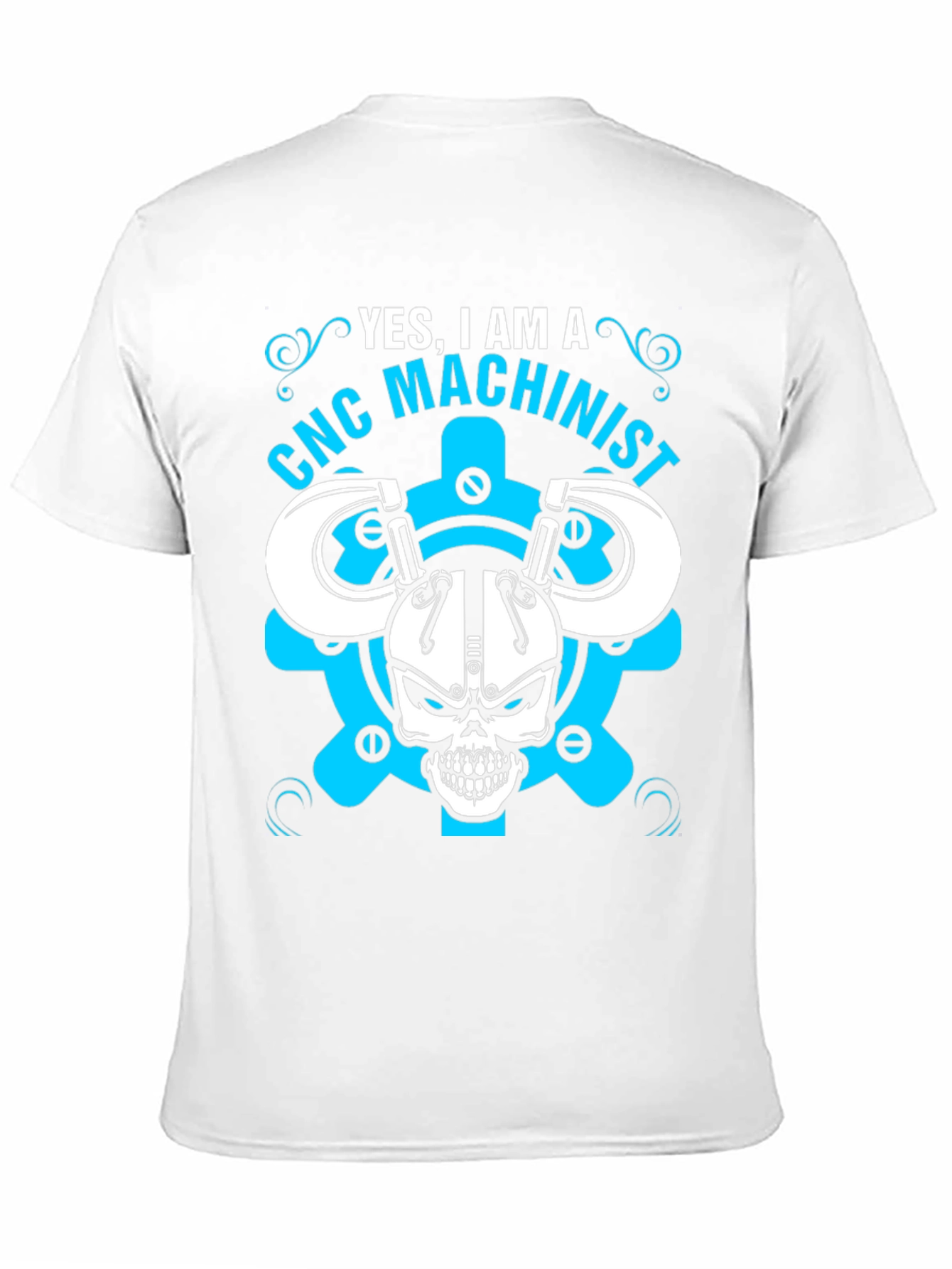 CNC Machinist T-Shirt - Skull & Gears Design