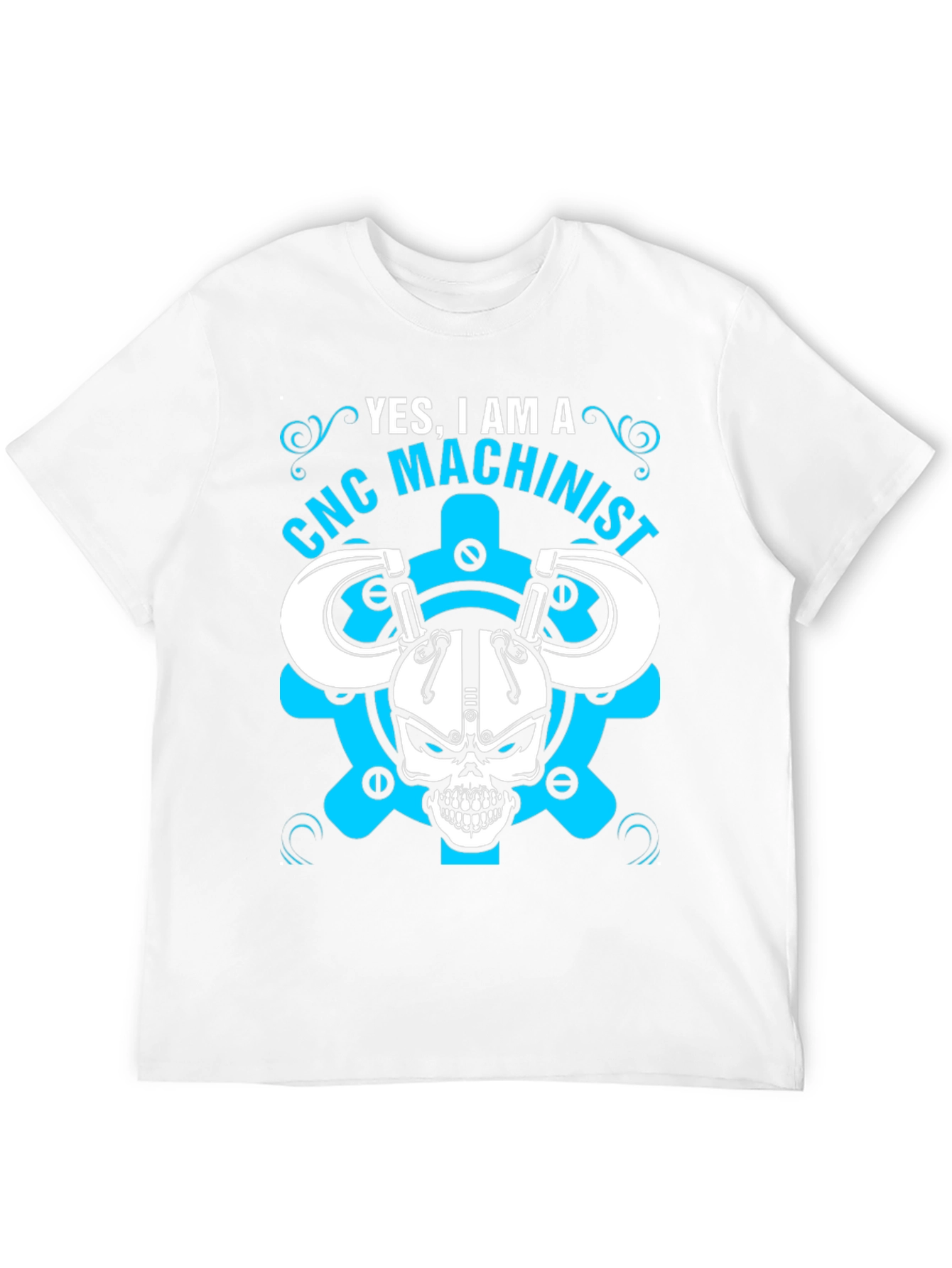 CNC Machinist T-Shirt - Skull & Gears Design