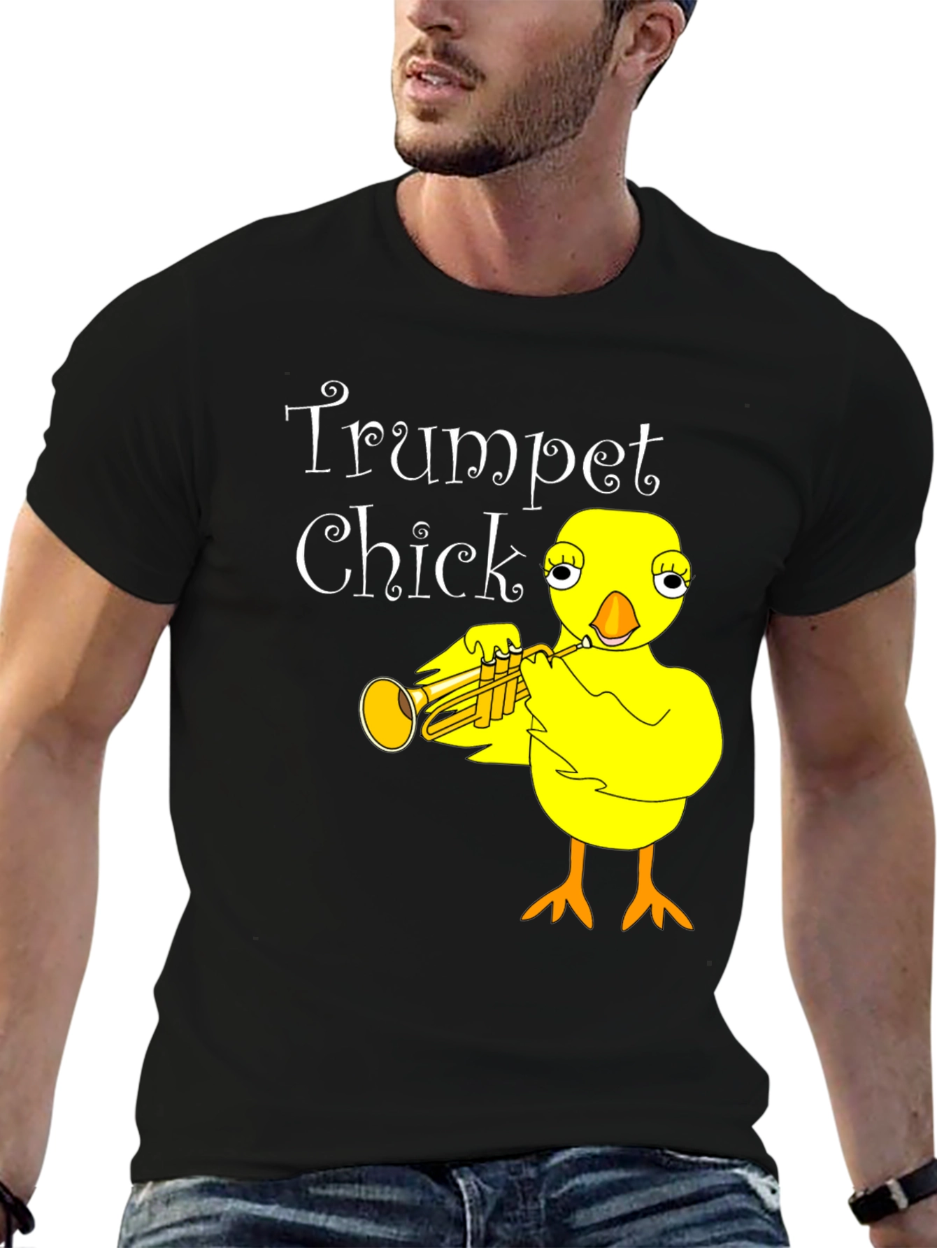 Trumpet Chick Black Graphic Tee