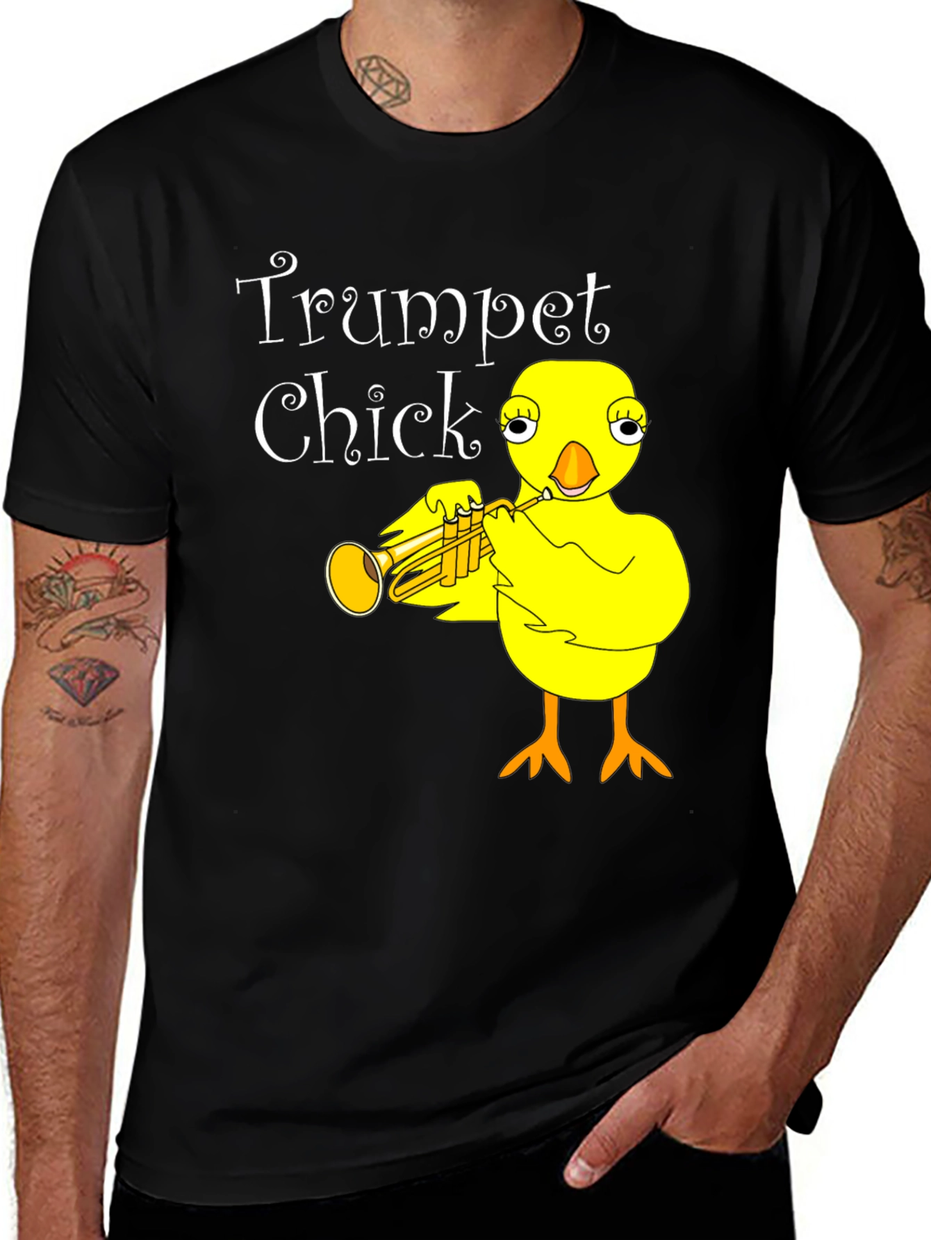 Trumpet Chick Black Graphic Tee