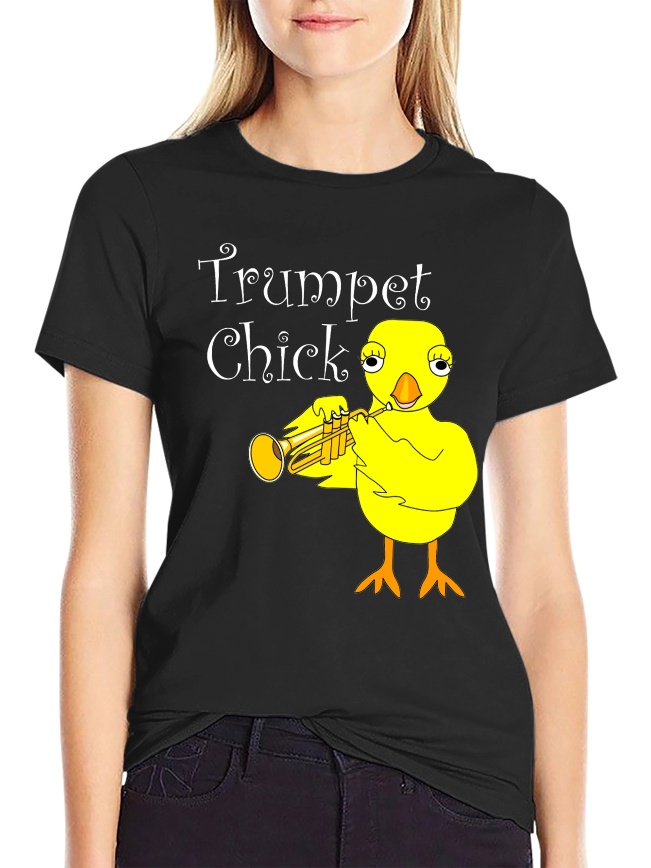 Trumpet Chick Black Graphic Tee