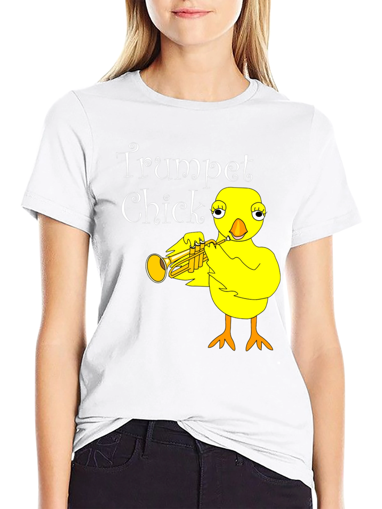 Trumpet Chick Black Graphic Tee