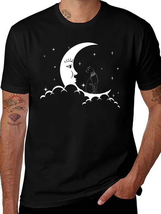 Celestial Cat T-Shirt - Moon & Stars