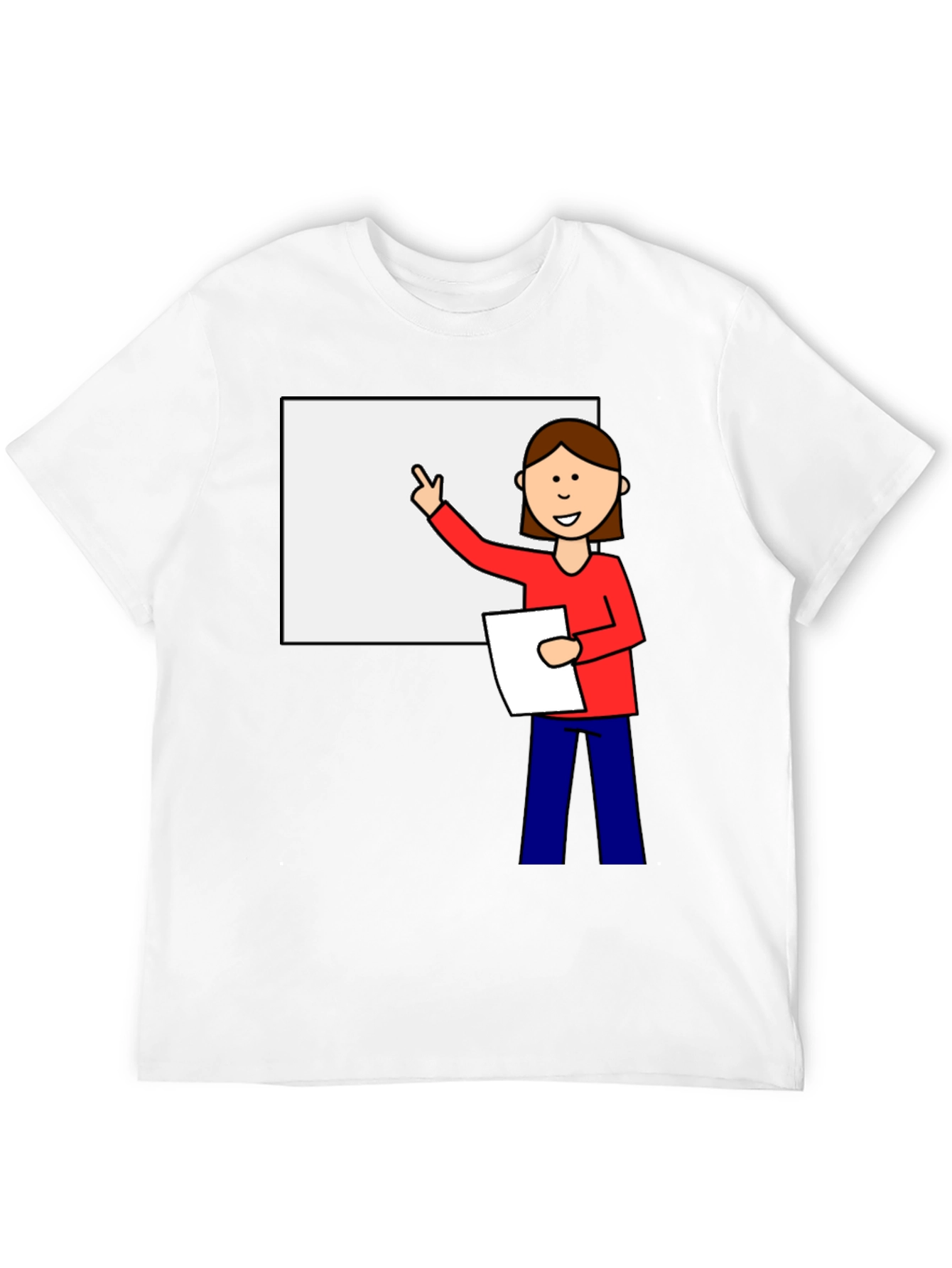 Cartoon Teacher Graphic Tee - Unisex Black T-Shirt