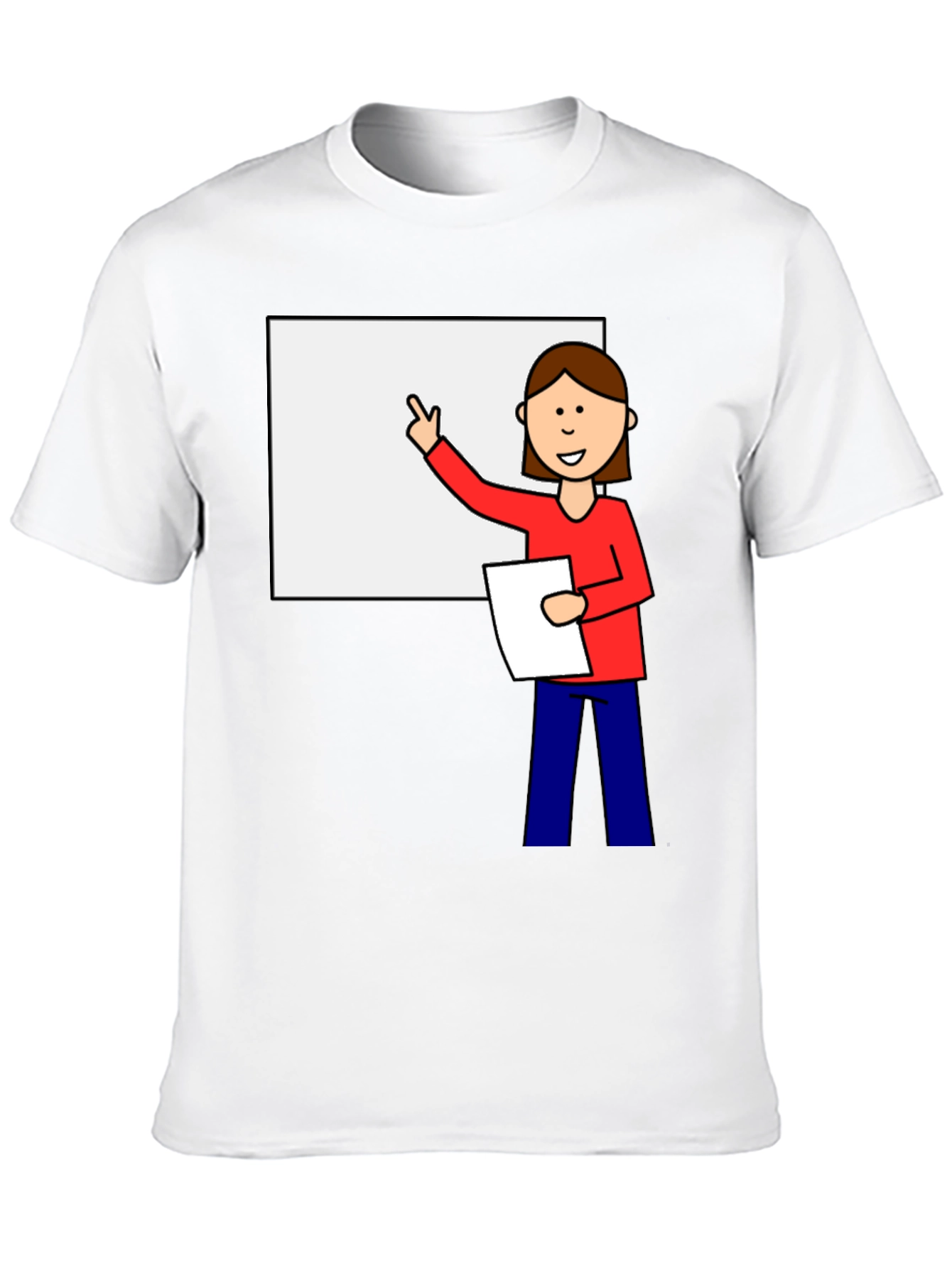 Cartoon Teacher Graphic Tee - Unisex Black T-Shirt