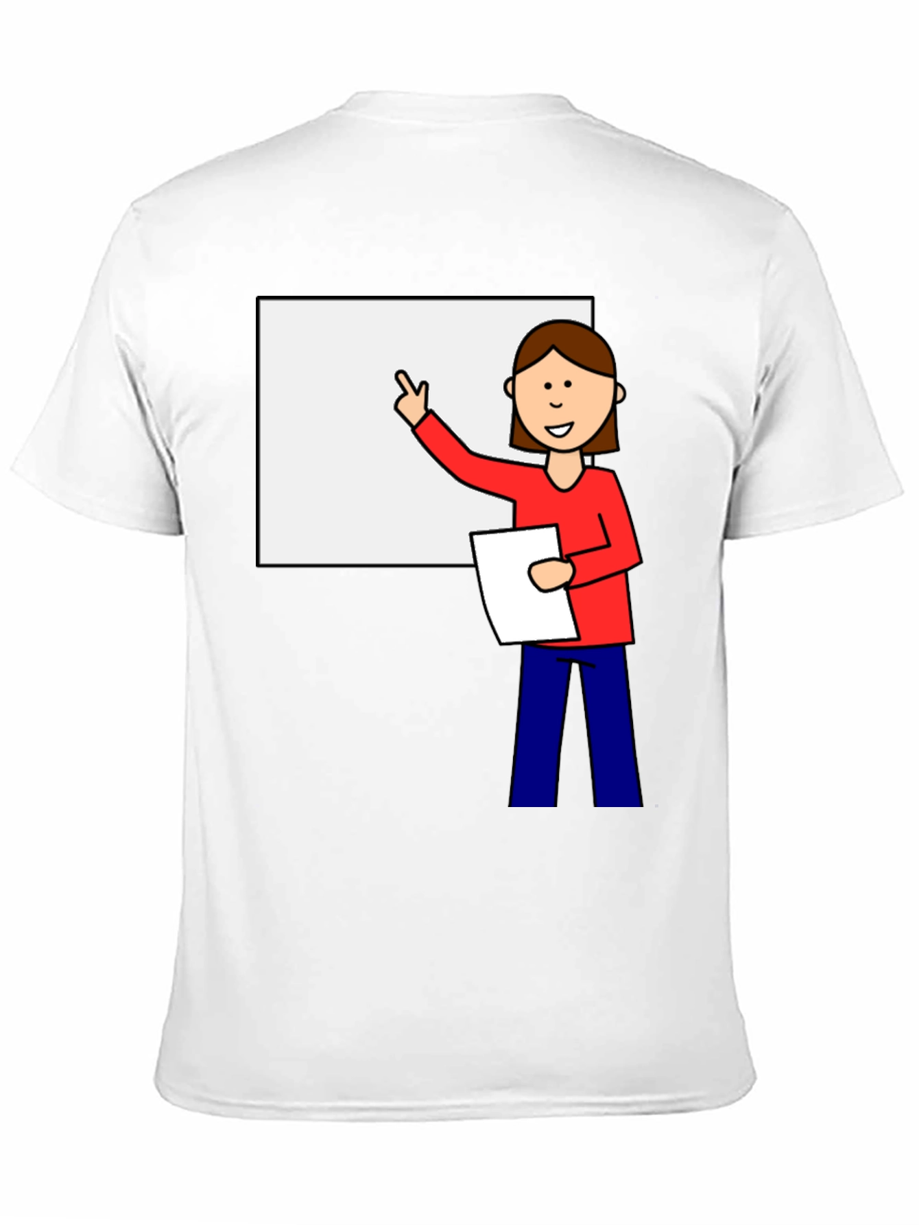 Cartoon Teacher Graphic Tee - Unisex Black T-Shirt