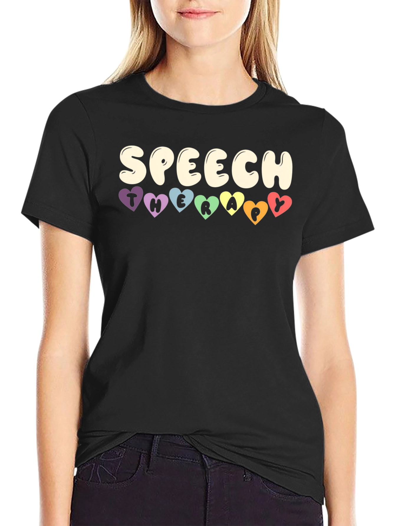 Speech Therapy Heart T-Shirt - Black