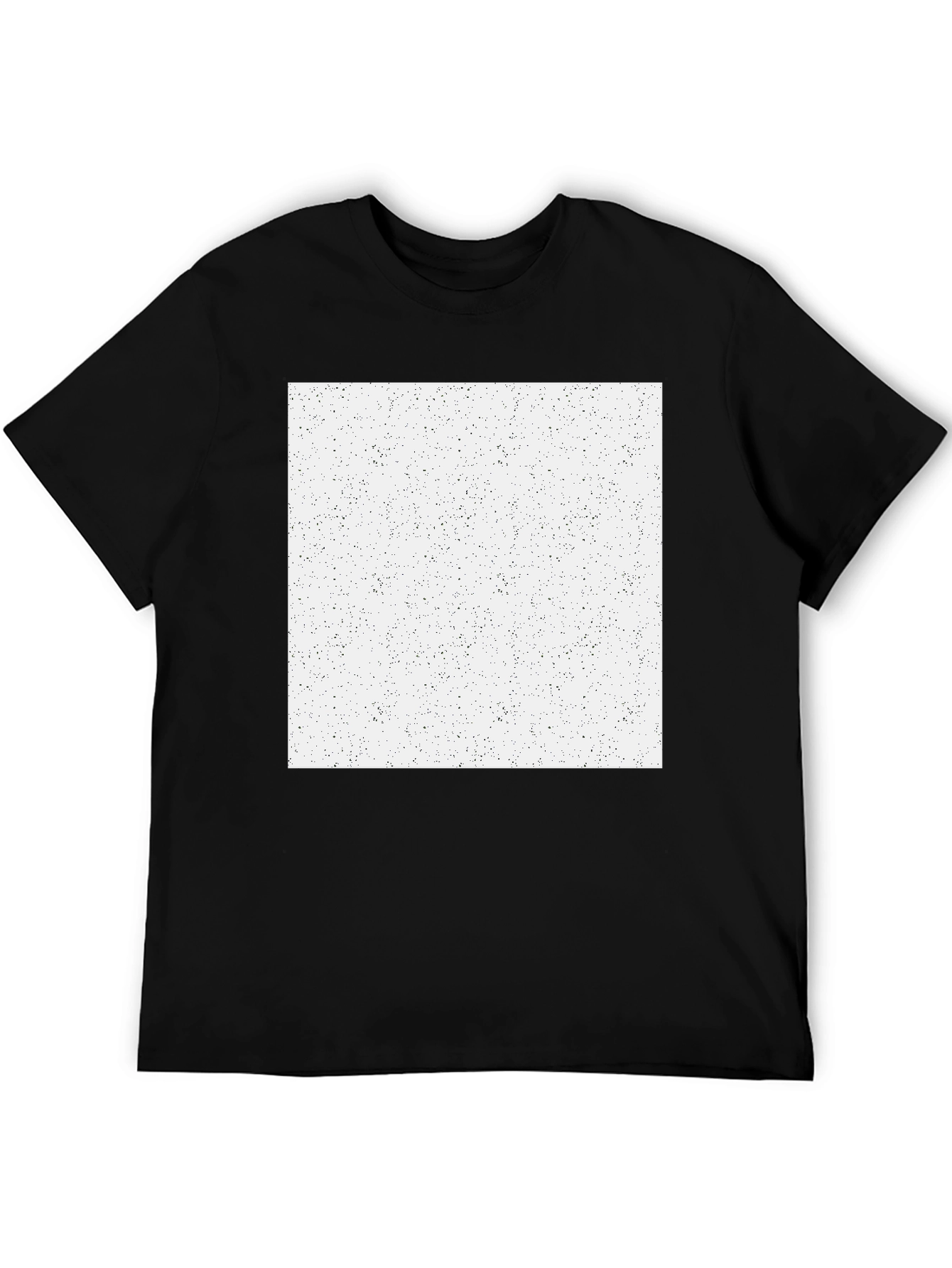 Mens Black T-Shirt with Speckled White Square Graphic