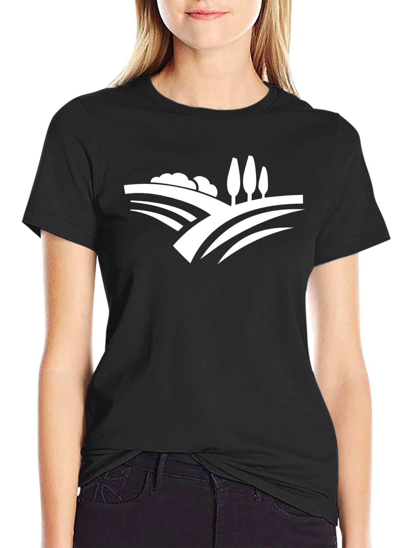 Nature Landscape Graphic Tee - Black Cotton T-Shirt