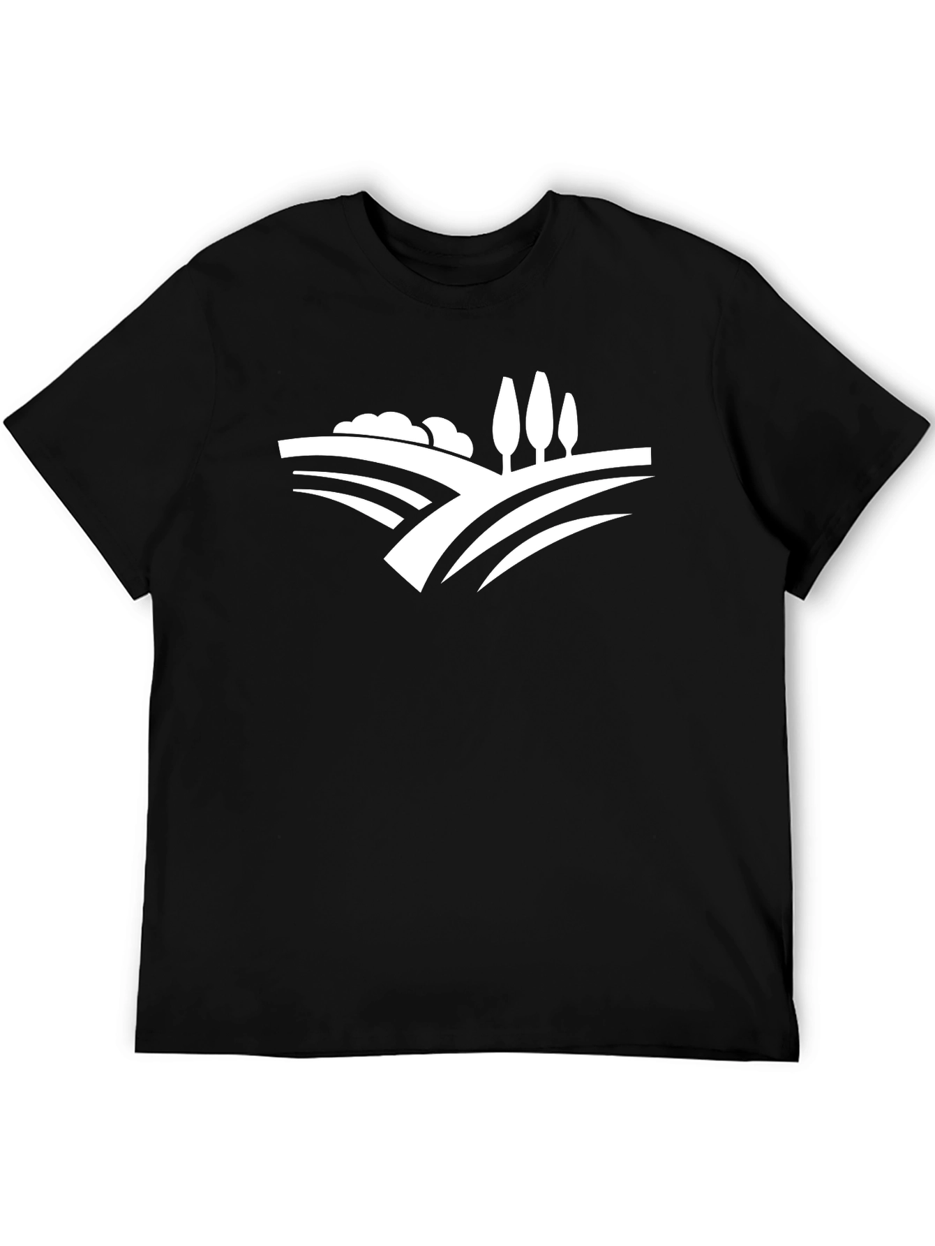 Nature Landscape Graphic Tee - Black Cotton T-Shirt