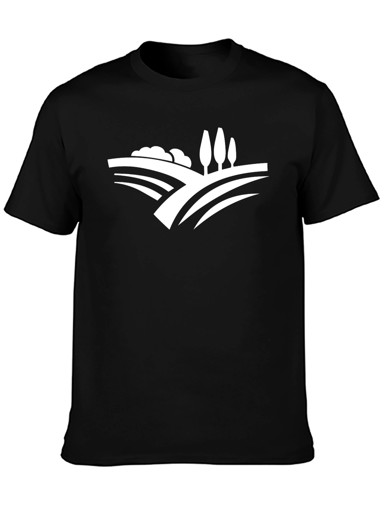 Nature Landscape Graphic Tee - Black Cotton T-Shirt