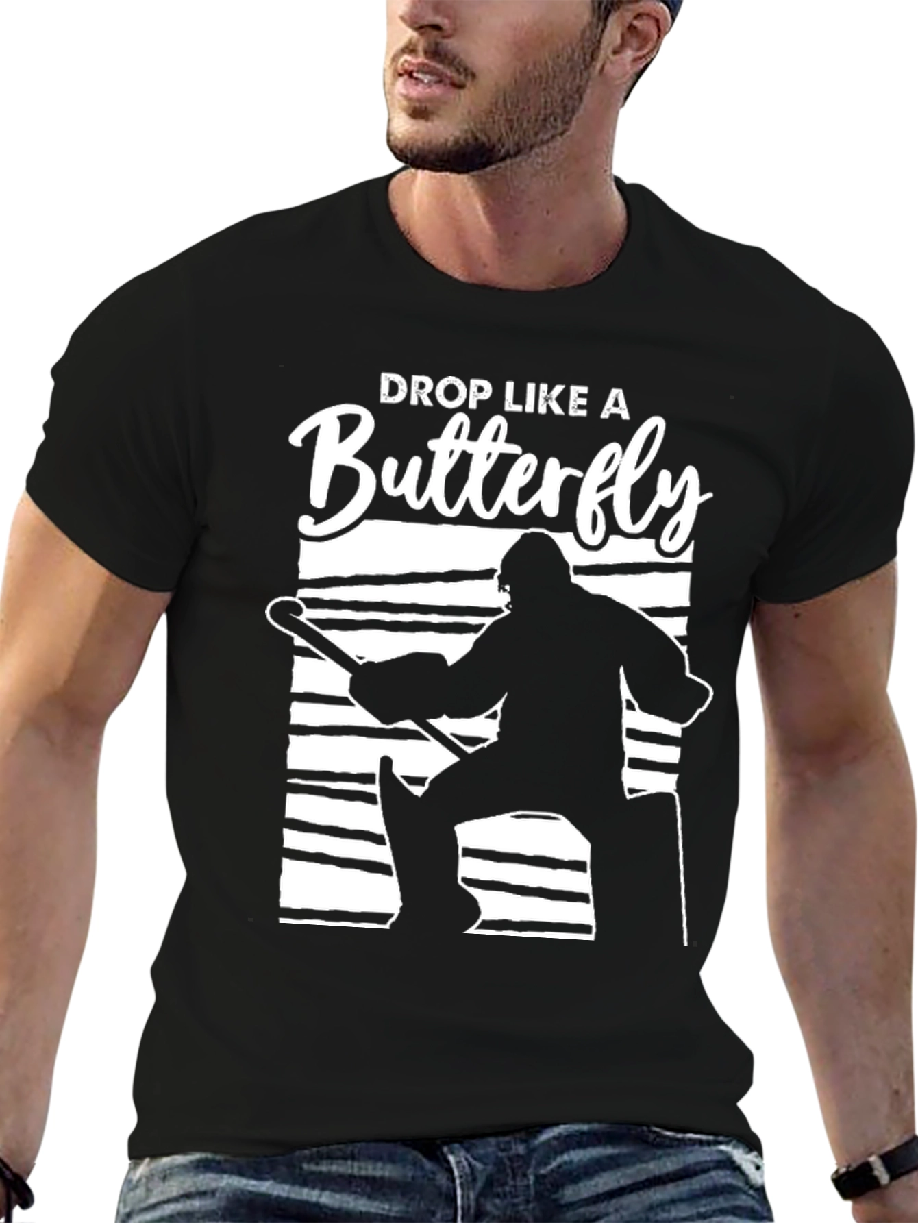 Drop Like a Butterfly Hockey Goalie Graphic T-Shirt