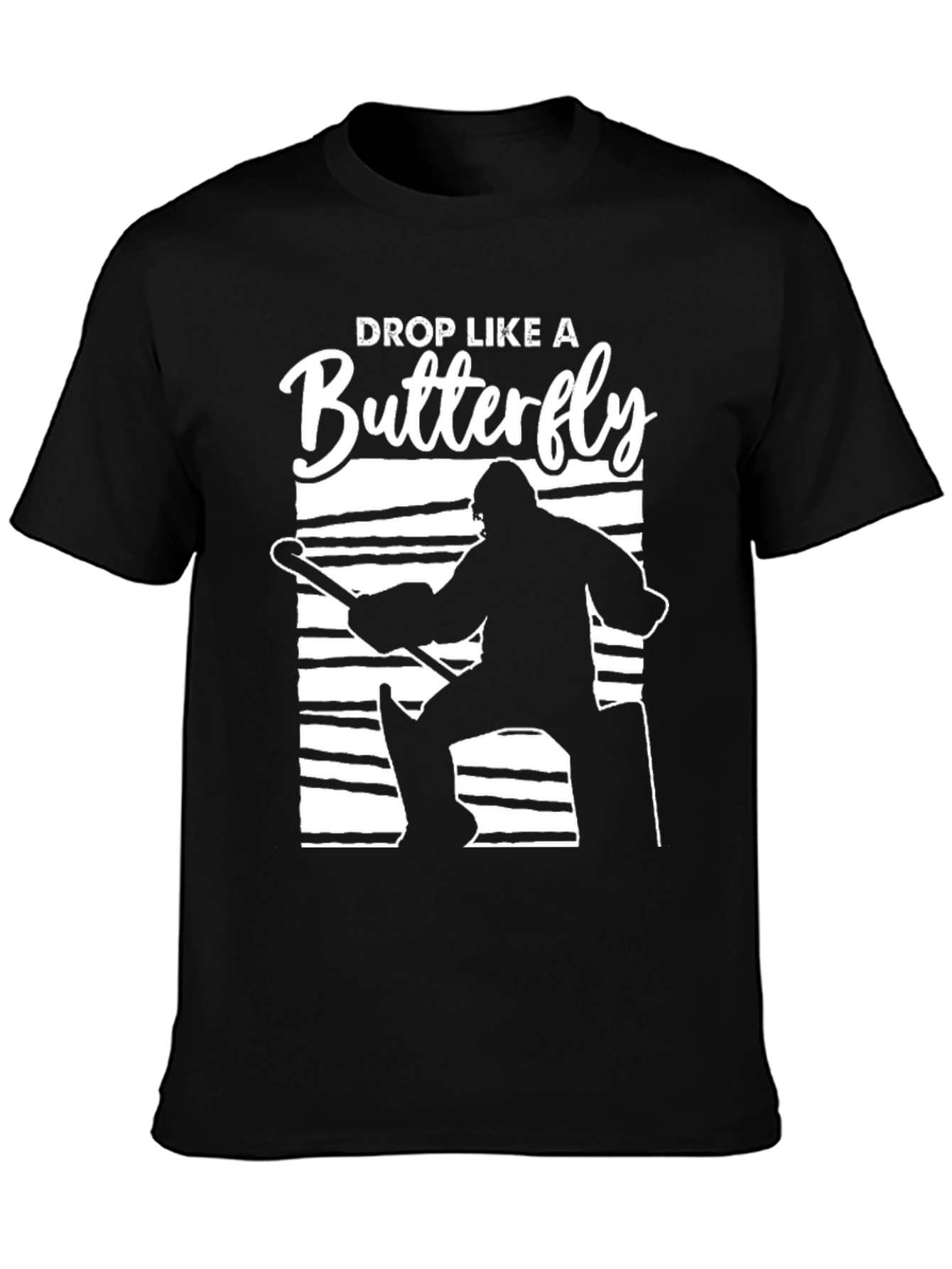 Drop Like a Butterfly Hockey Goalie Graphic T-Shirt