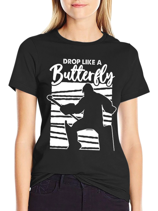 Drop Like a Butterfly Hockey Goalie Graphic T-Shirt