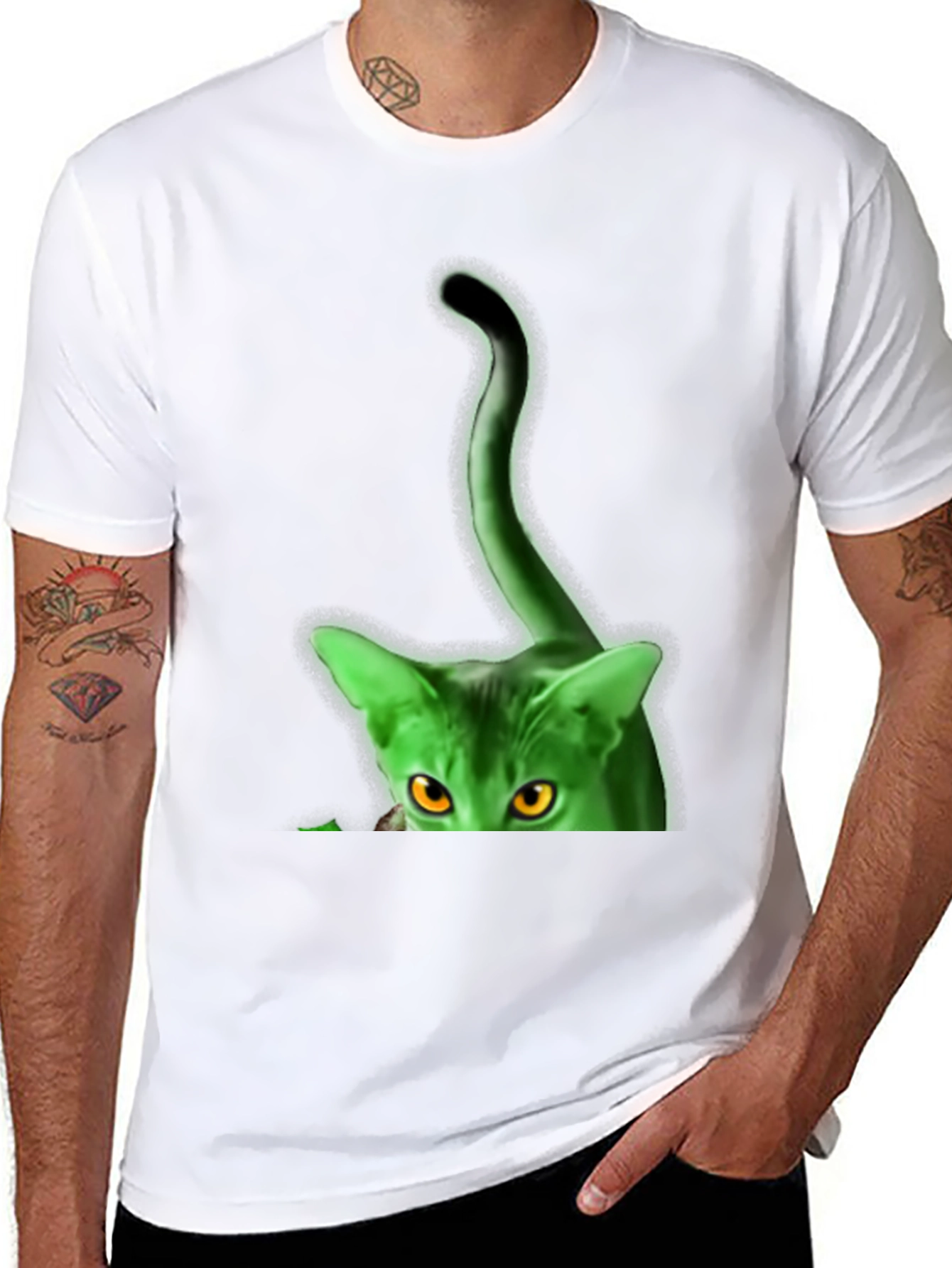 Green Glowing Cat T-Shirt