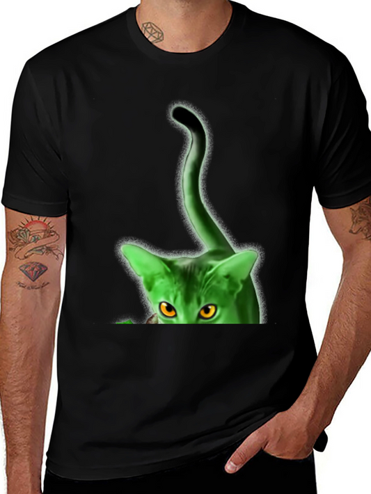 Green Glowing Cat T-Shirt