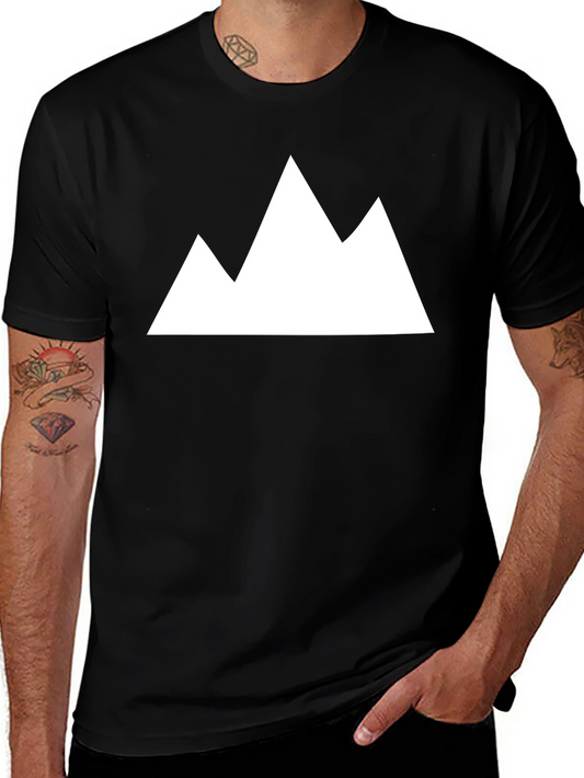 Minimalist Mountain Peak Graphic Tee - Black