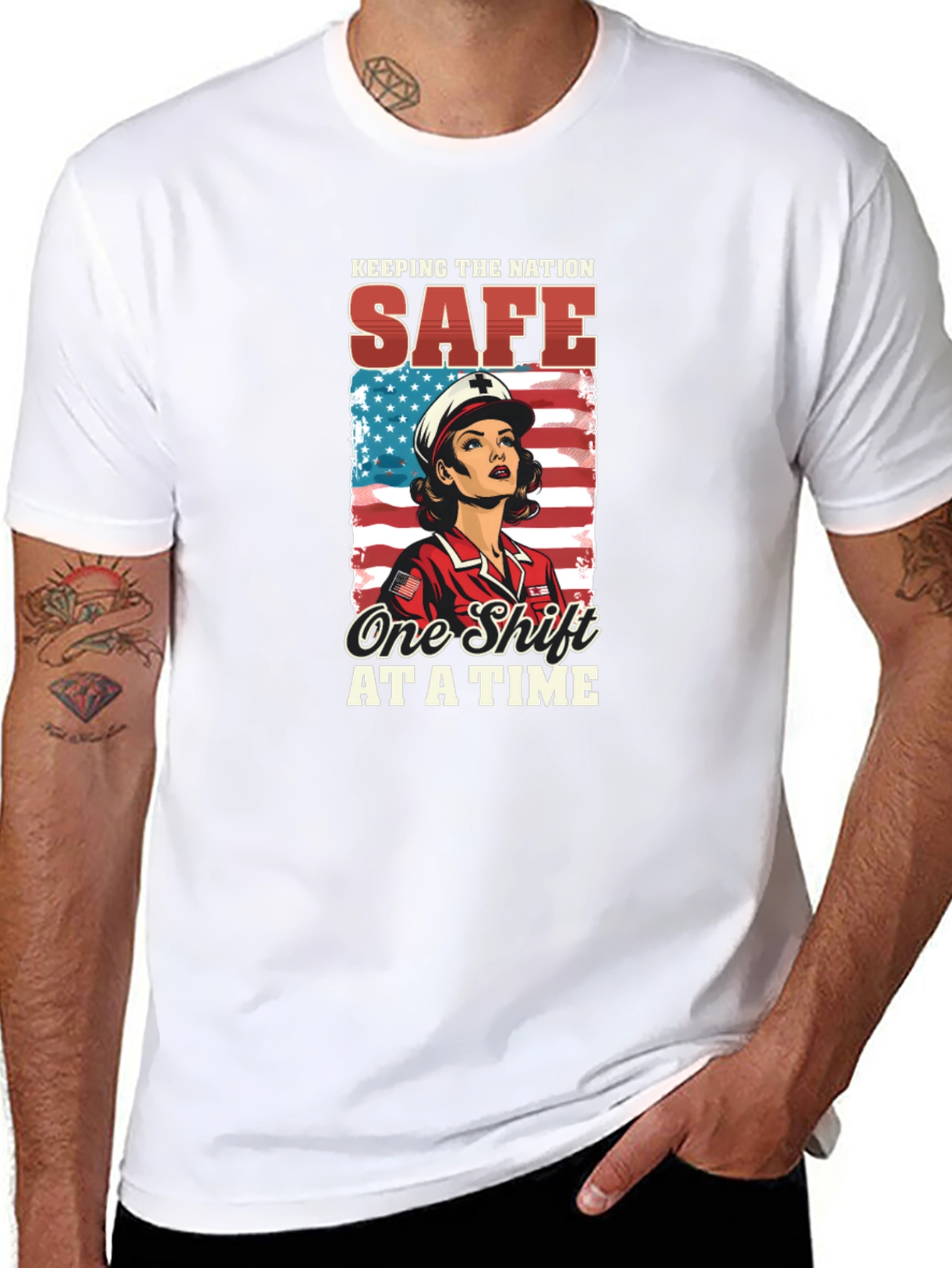 Nurse Patriotic T-Shirt: Keeping the Nation Safe