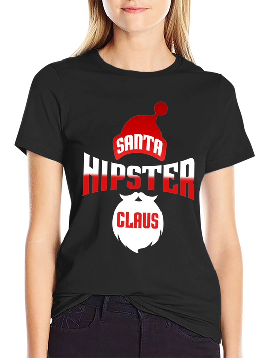 Hipster Santa Claus Black T-Shirt