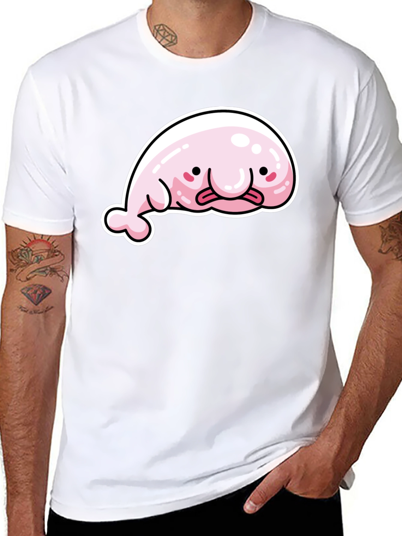 Funny Blobfish Graphic Black T-Shirt
