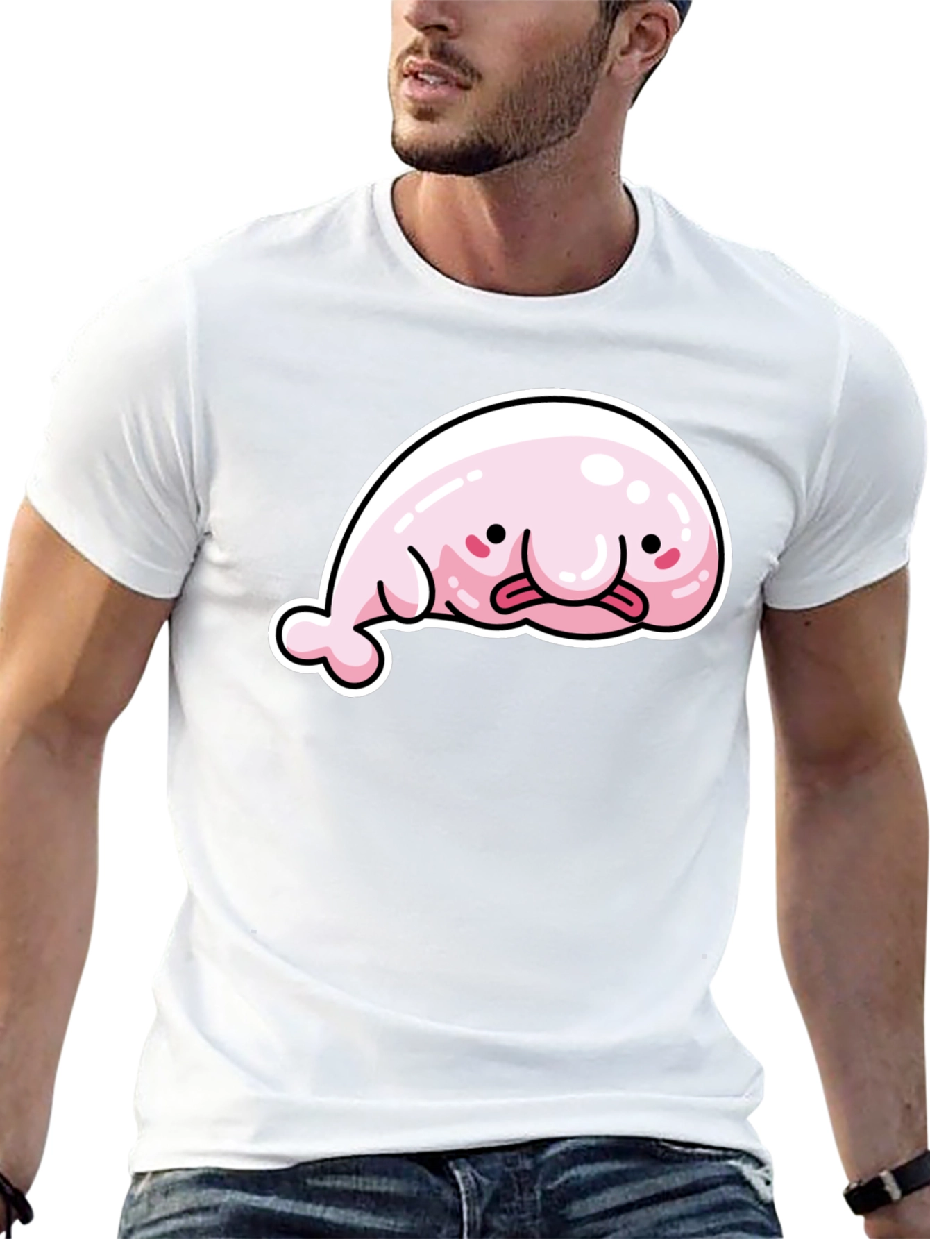 Funny Blobfish Graphic Black T-Shirt