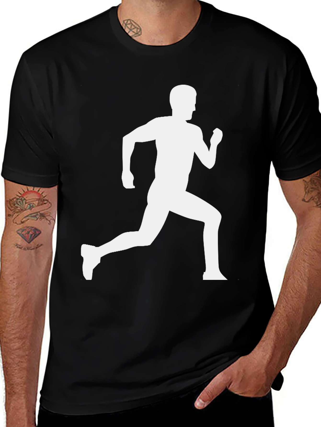 Runner Graphic Tee - Black Cotton Casual Shirt