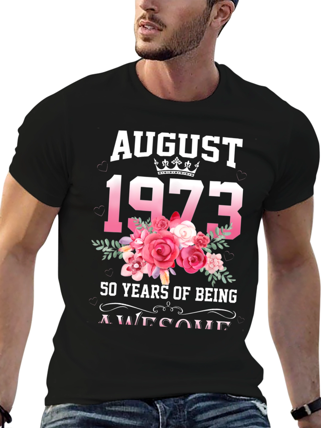 August 1973 50th Birthday Floral T-Shirt