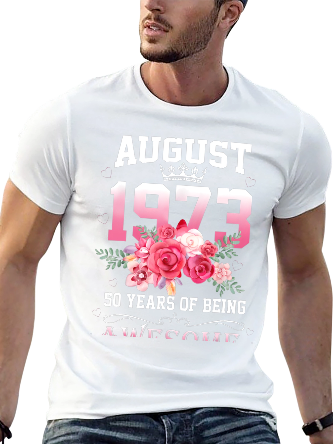 August 1973 50th Birthday Floral T-Shirt