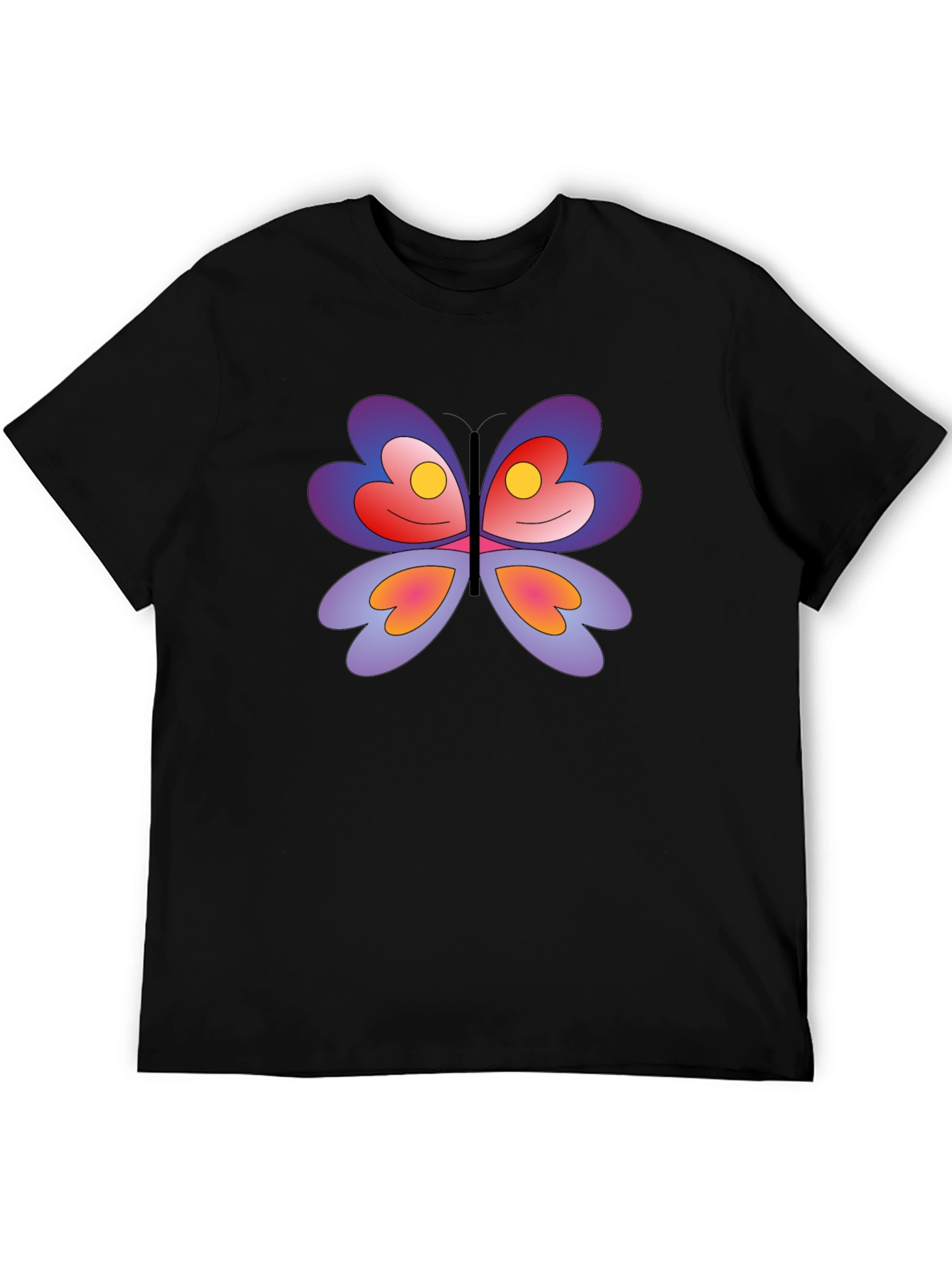 Butterfly Smile Graphic Black T-Shirt