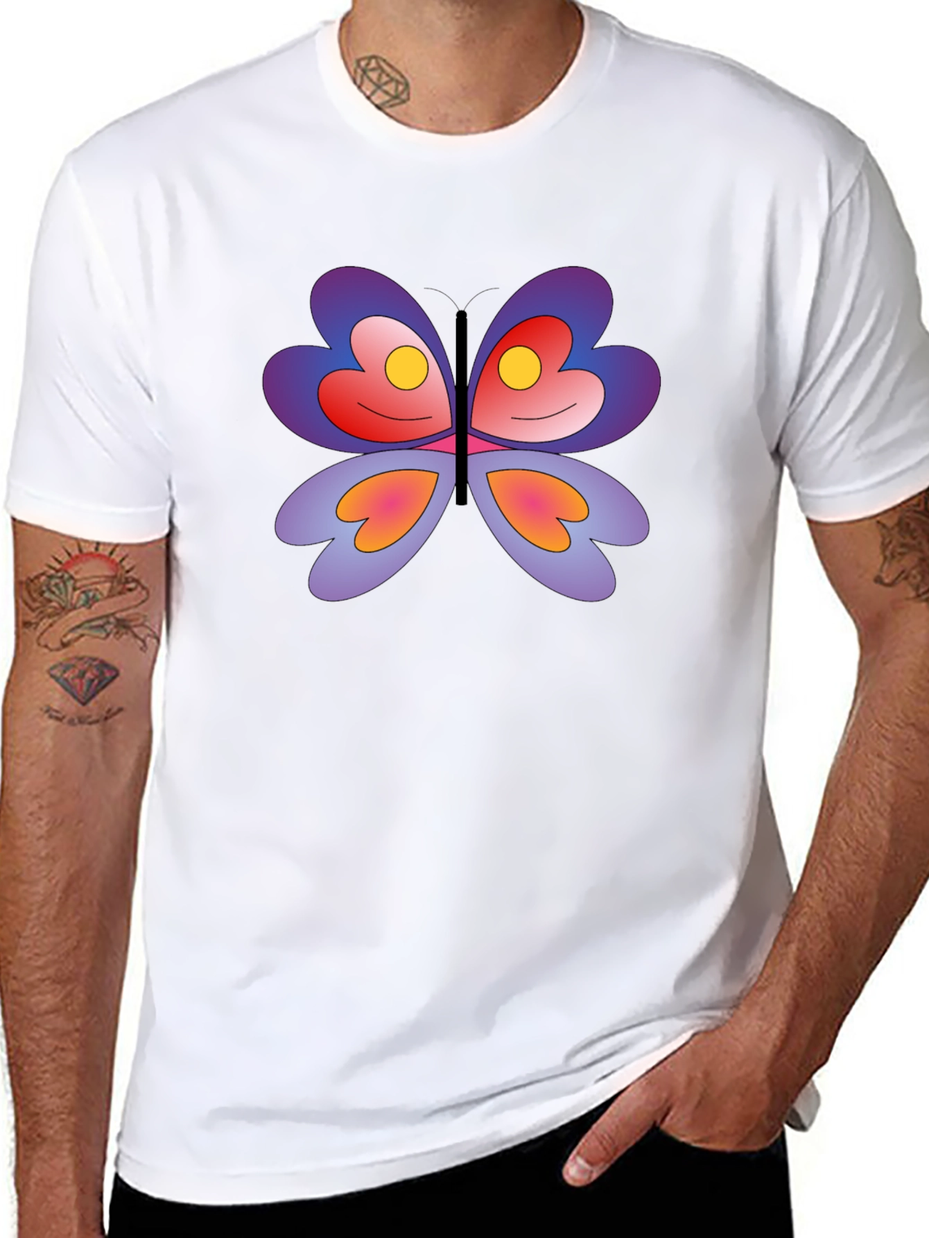 Butterfly Smile Graphic Black T-Shirt