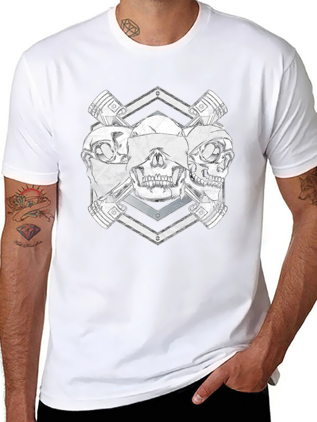 Skull and Pistons Graphic Tee - Rocker Style