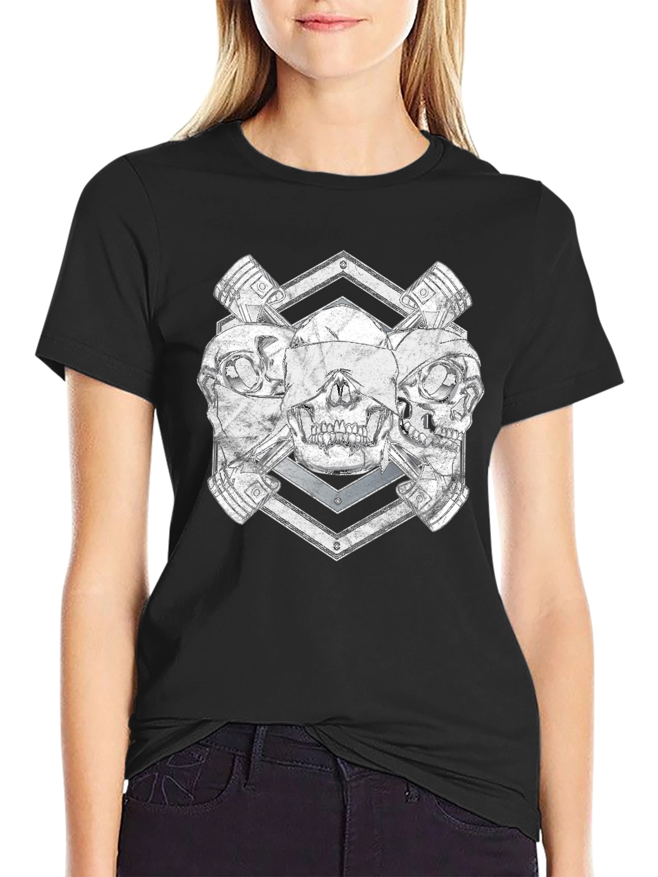 Skull and Pistons Graphic Tee - Rocker Style