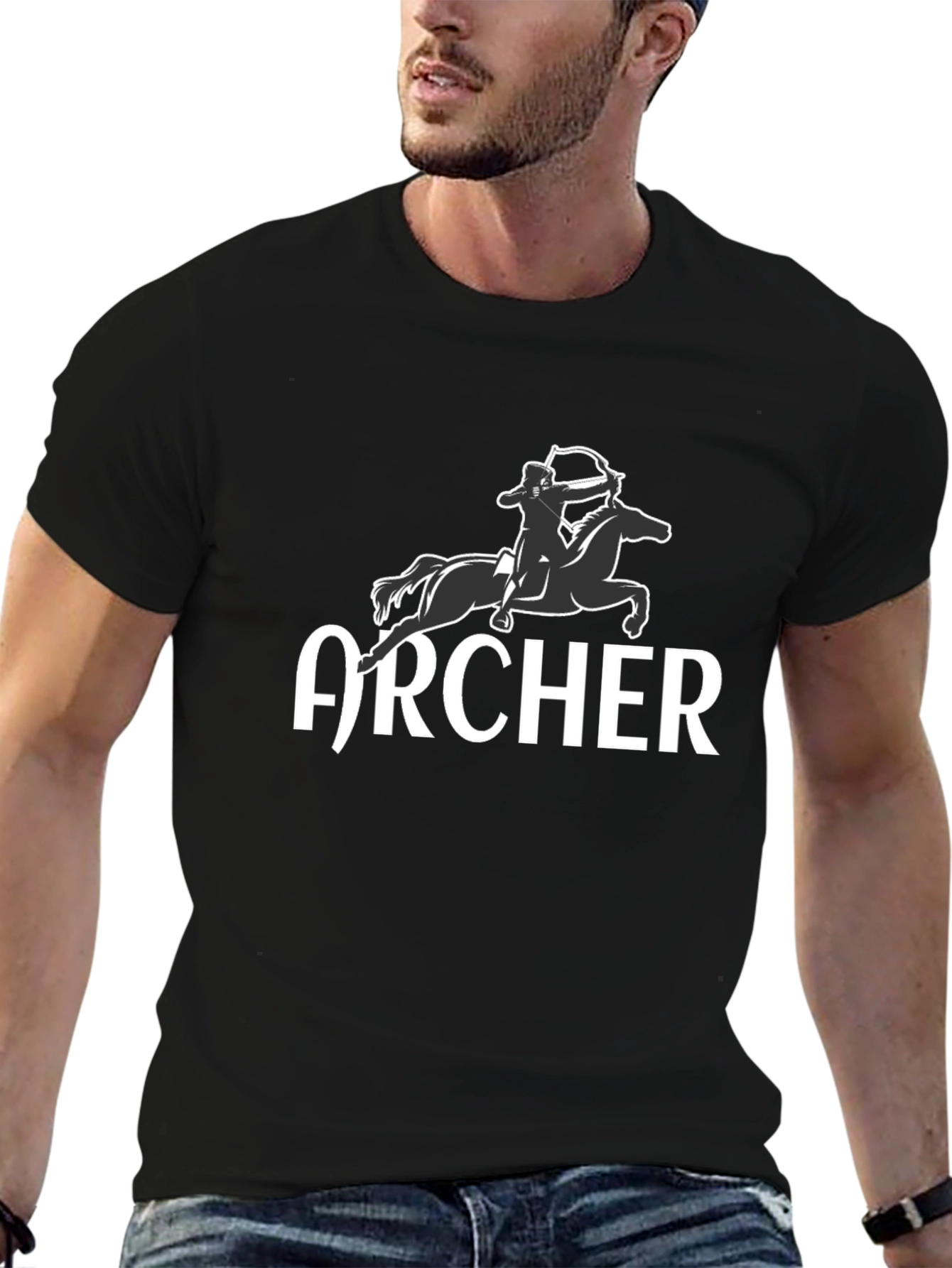 Archer Horseback Rider Graphic Tee - Black