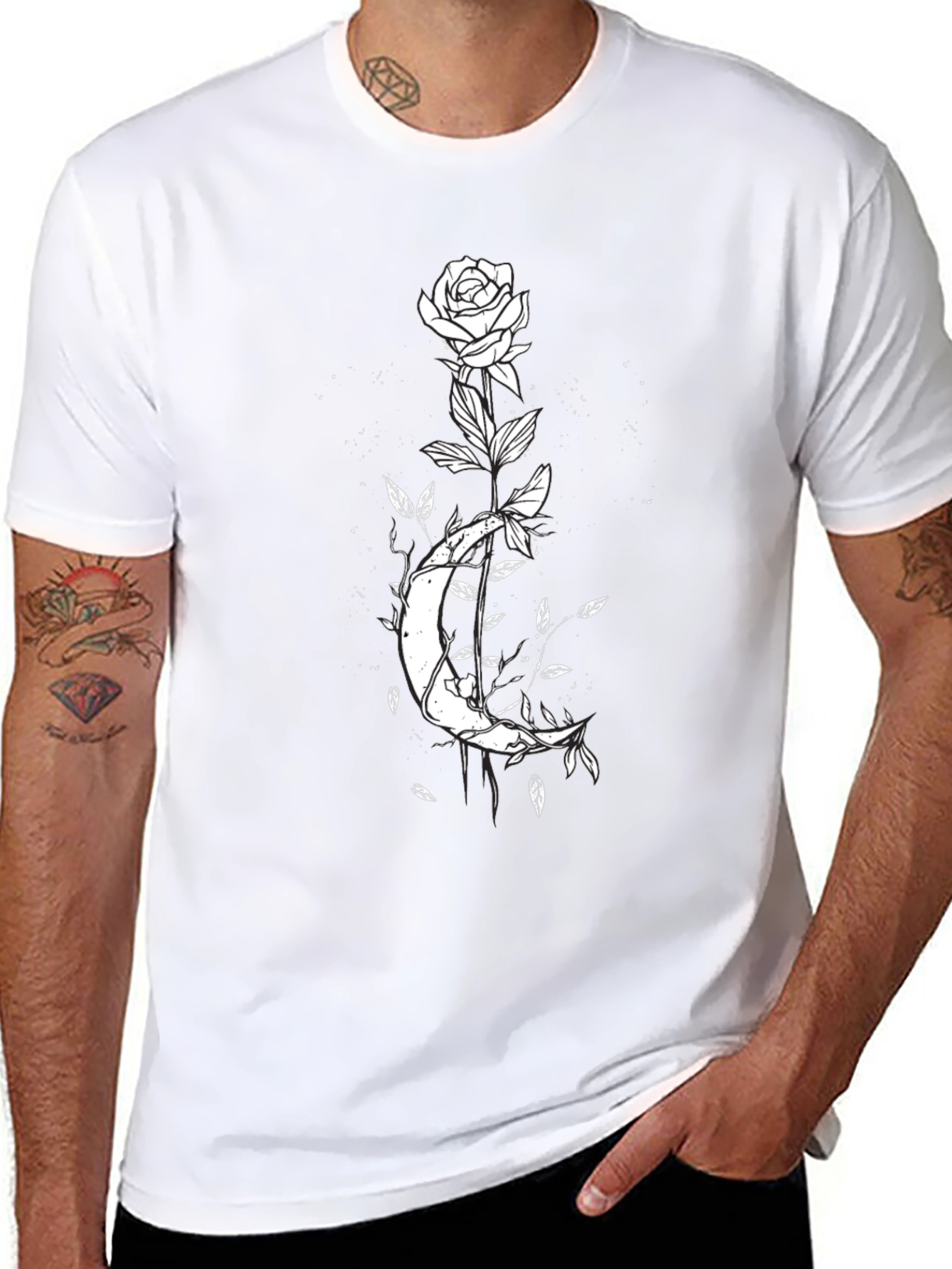 Moon Rose Graphic T-Shirt - Black