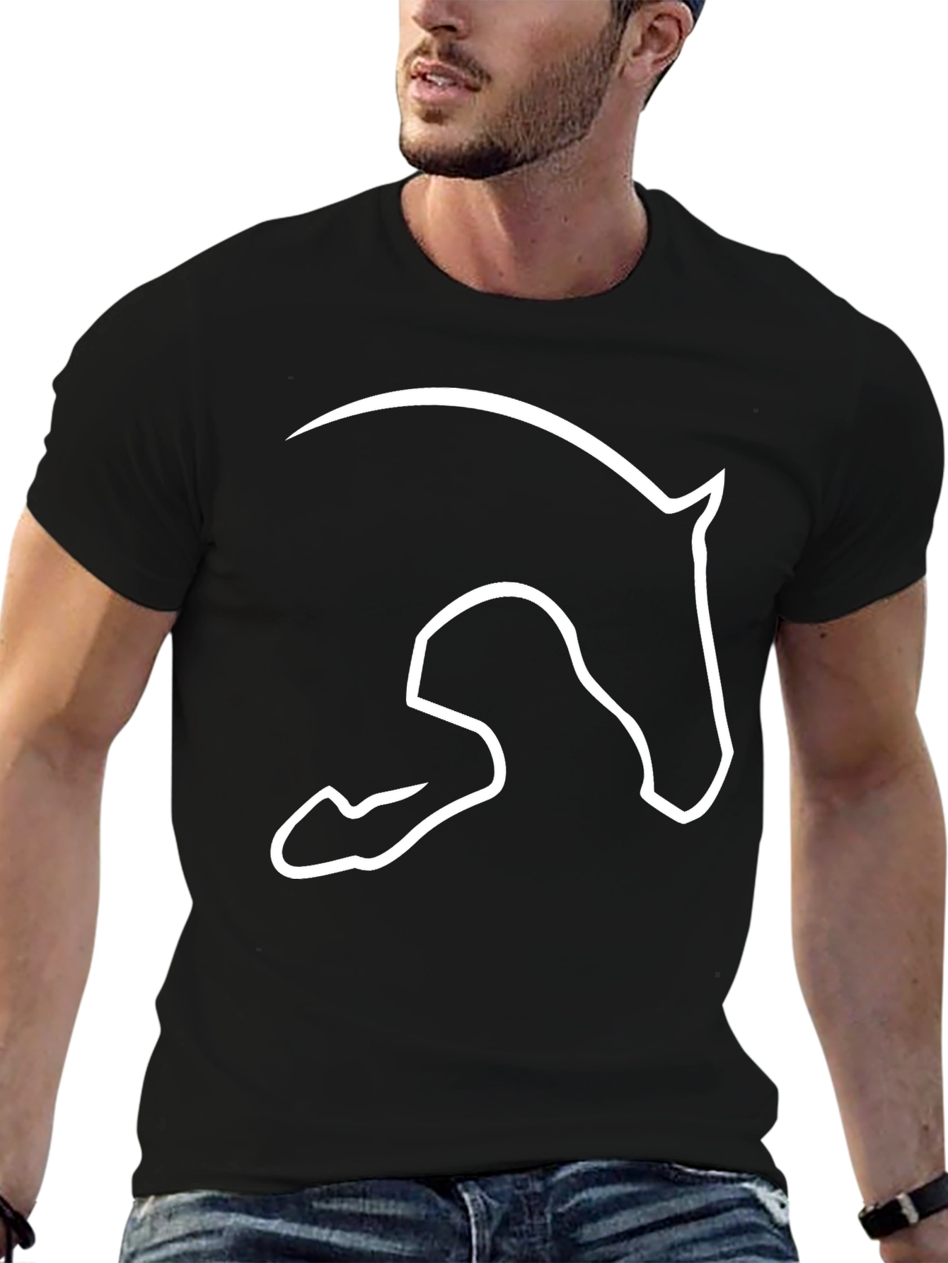 Mens Horse Silhouette Graphic Tee - Black