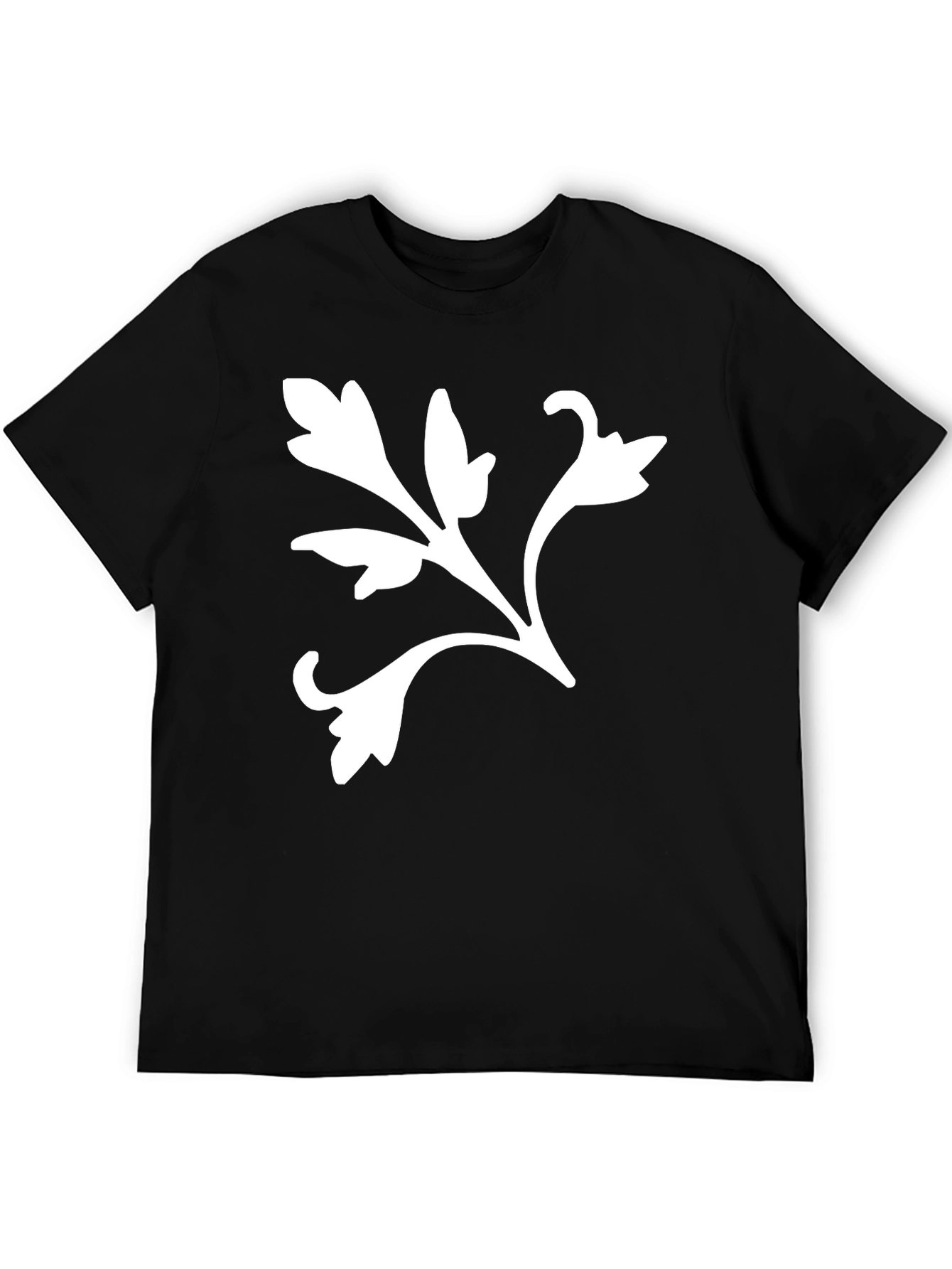 Black T-Shirt with White Floral Design