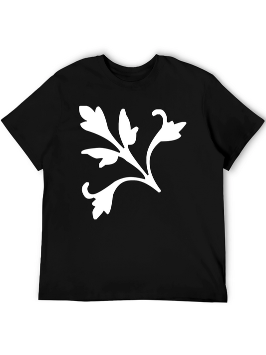 Black T-Shirt with White Floral Design