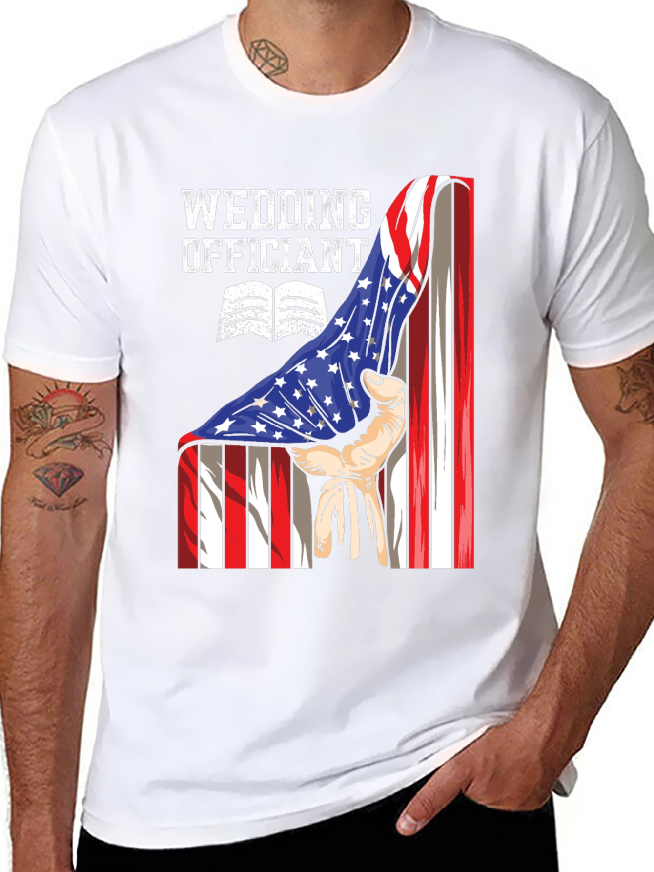 Wedding Officiant USA Flag T-Shirt