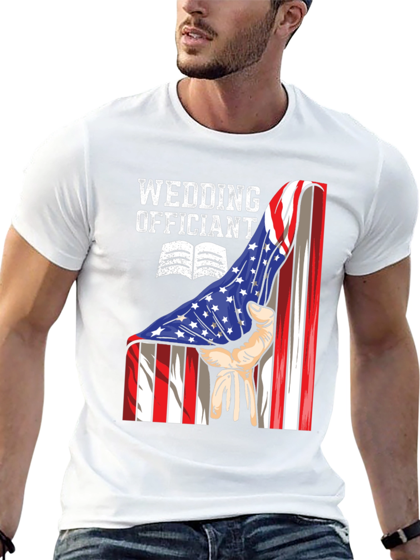 Wedding Officiant USA Flag T-Shirt