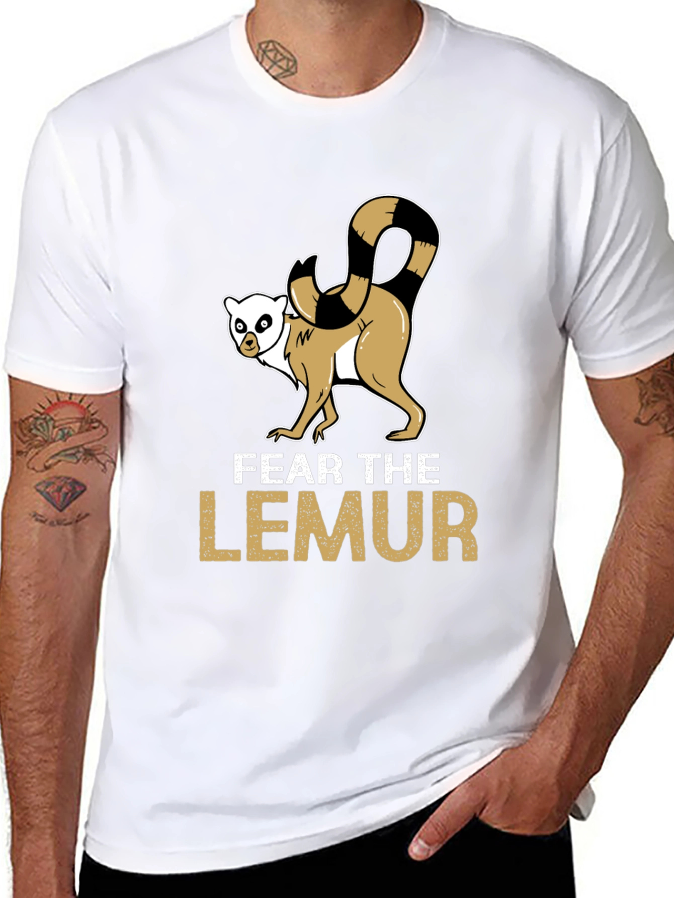 Fear the Lemur Graphic Tee - Black Cotton T-Shirt