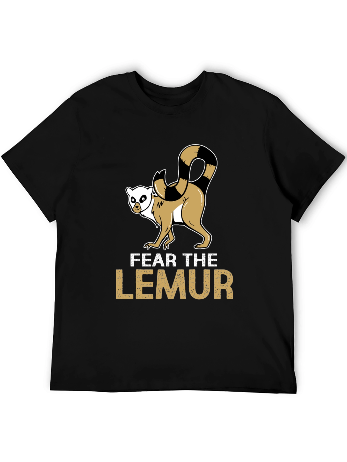 Fear the Lemur Graphic Tee - Black Cotton T-Shirt
