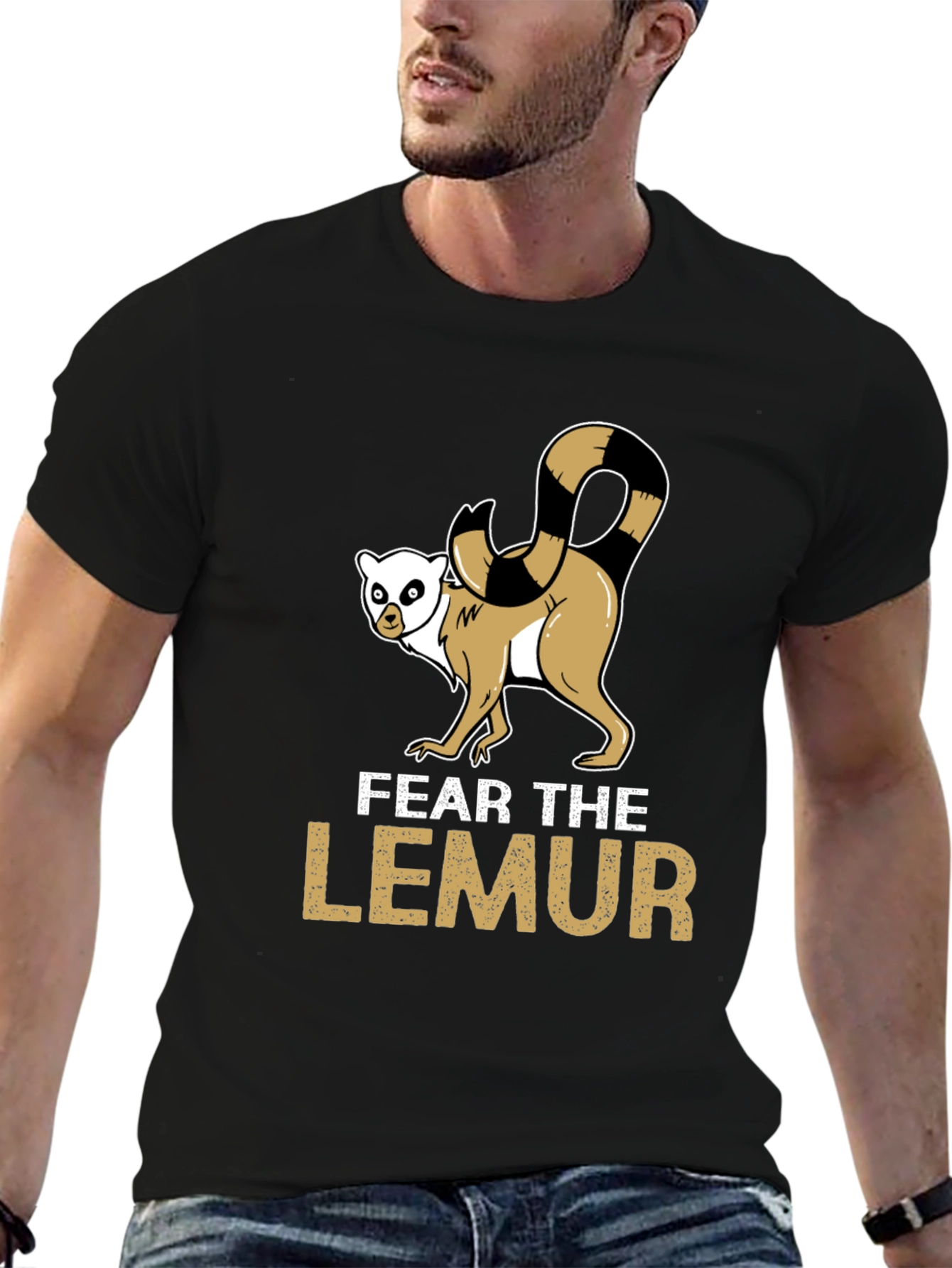 Fear the Lemur Graphic Tee - Black Cotton T-Shirt