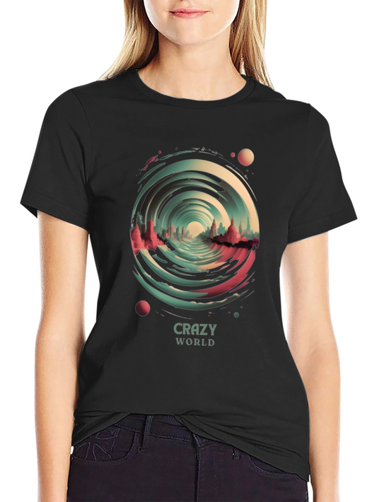 Crazy World Graphic Tee - Unisex Black T-Shirt