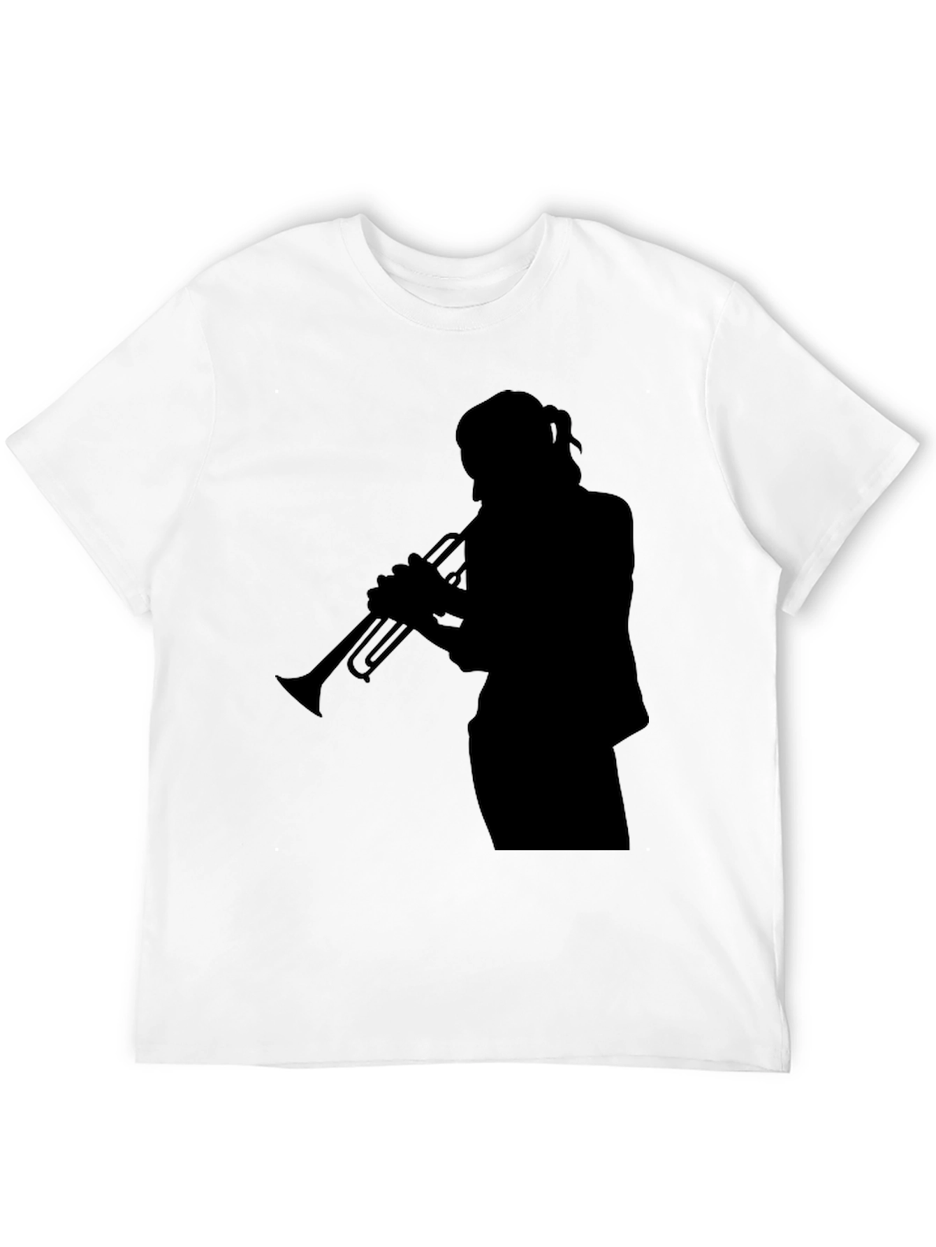 Trumpet Player Silhouette Graphic Tee - Black