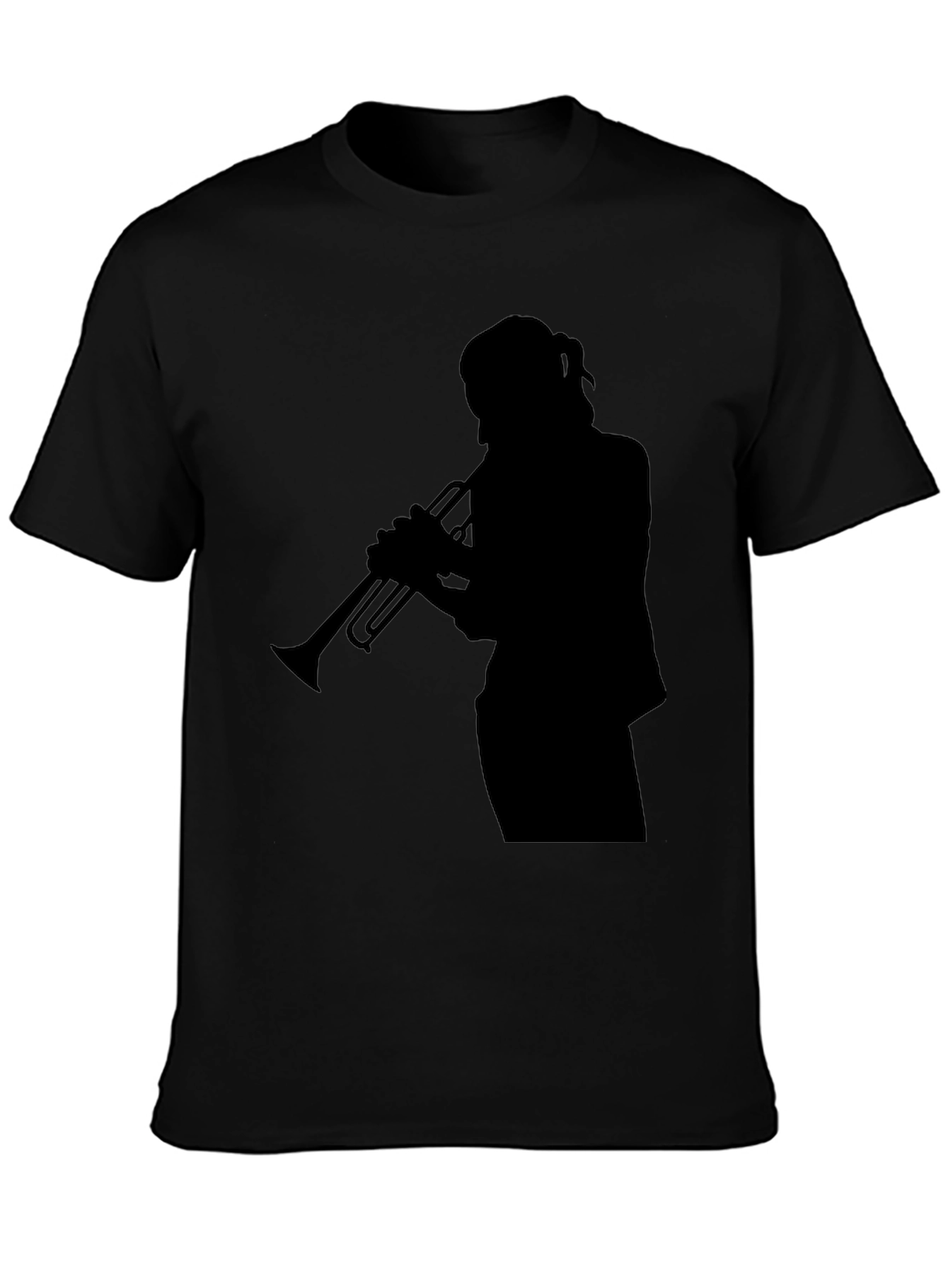 Trumpet Player Silhouette Graphic Tee - Black
