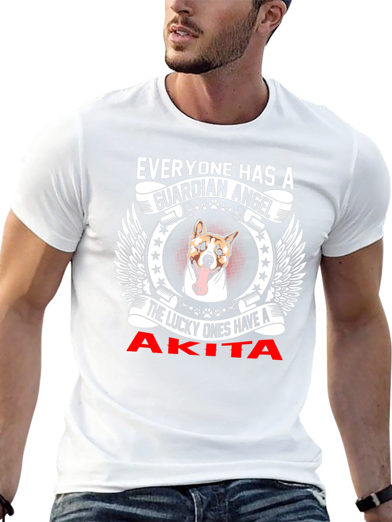 Akita Guardian Angel T-Shirt - Dog Lover Tee