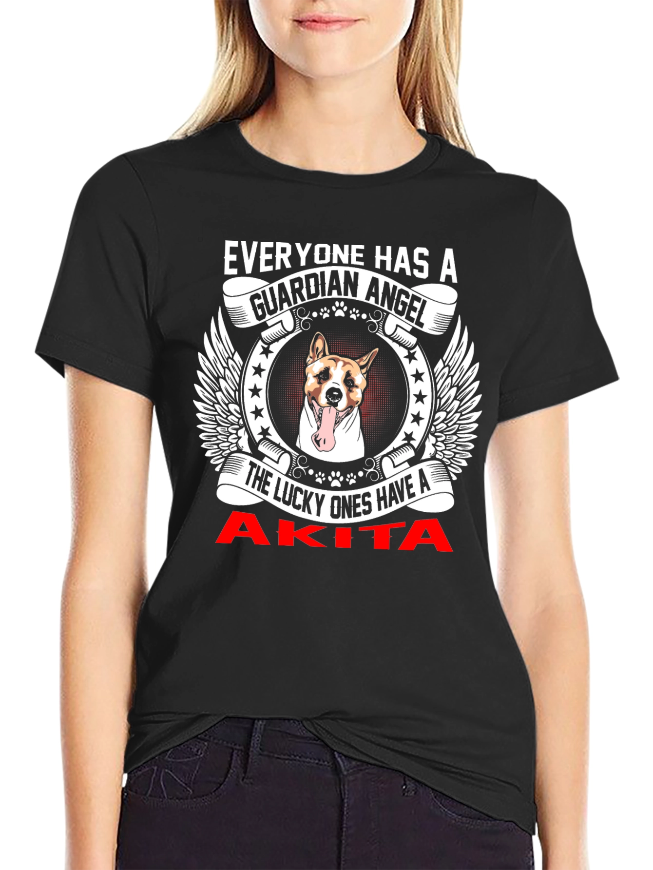 Akita Guardian Angel T-Shirt - Dog Lover Tee