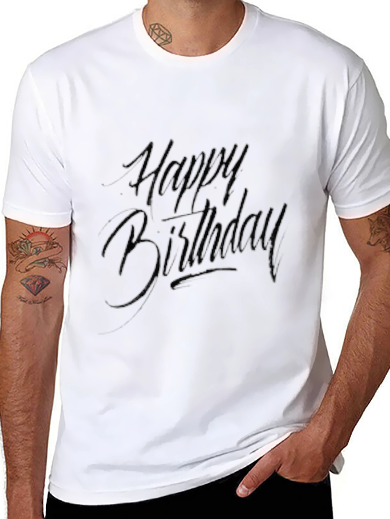 Mens Black Happy Birthday Graphic Tee