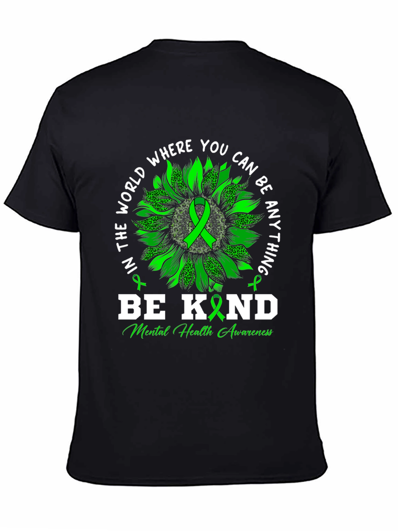 Be Kind Mental Health Awareness Black T-Shirt